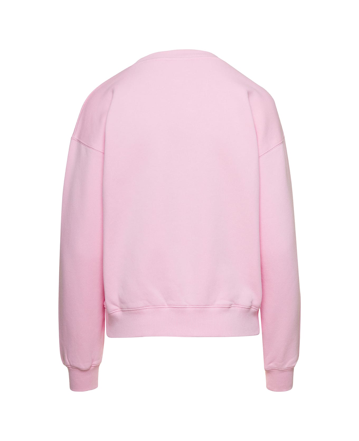 Maison Kitsuné Pink Crewneck Sweatshirt With Front Logo Print In Cotton Woman - Pink