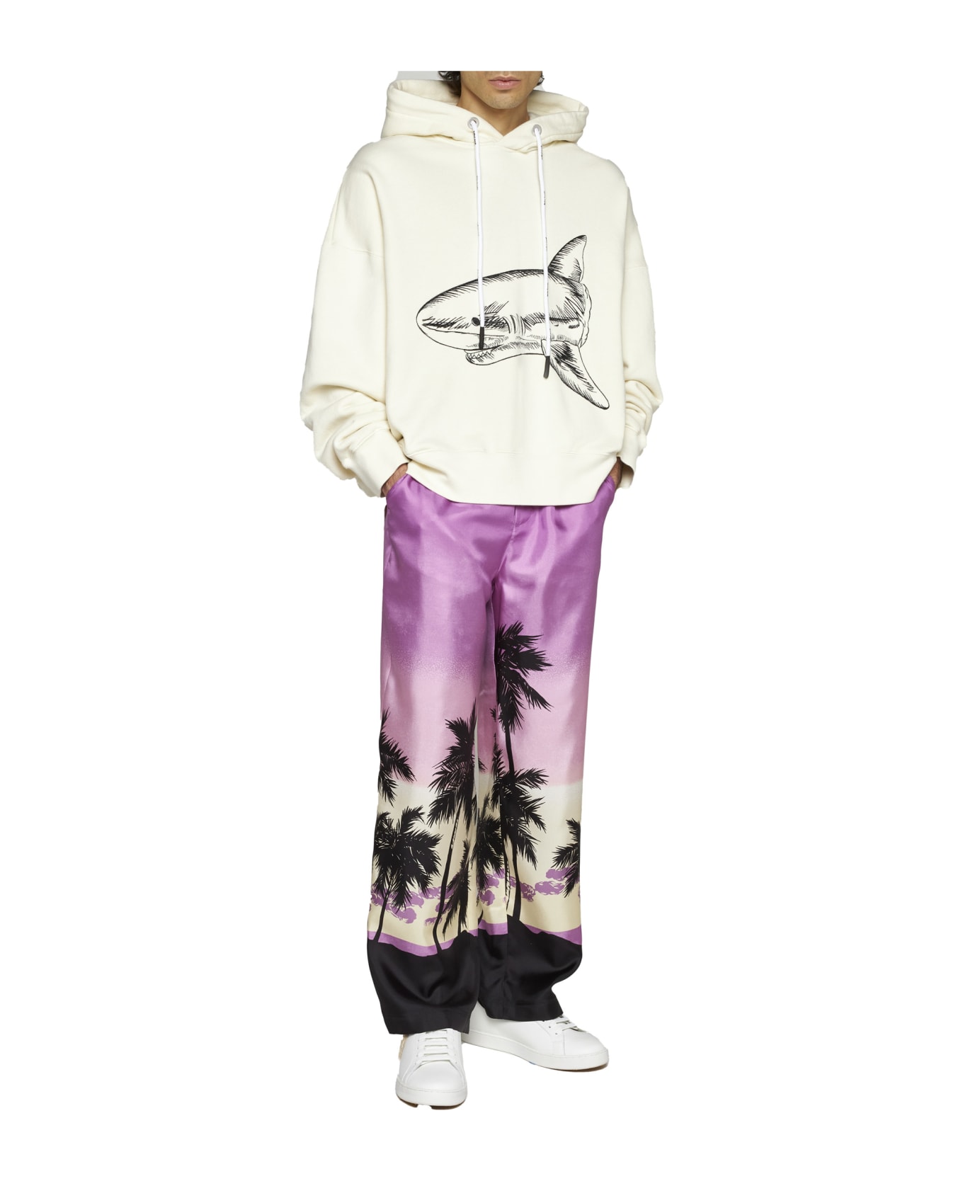 Palm Angels Printed Silk Pants - Purple ボトムス