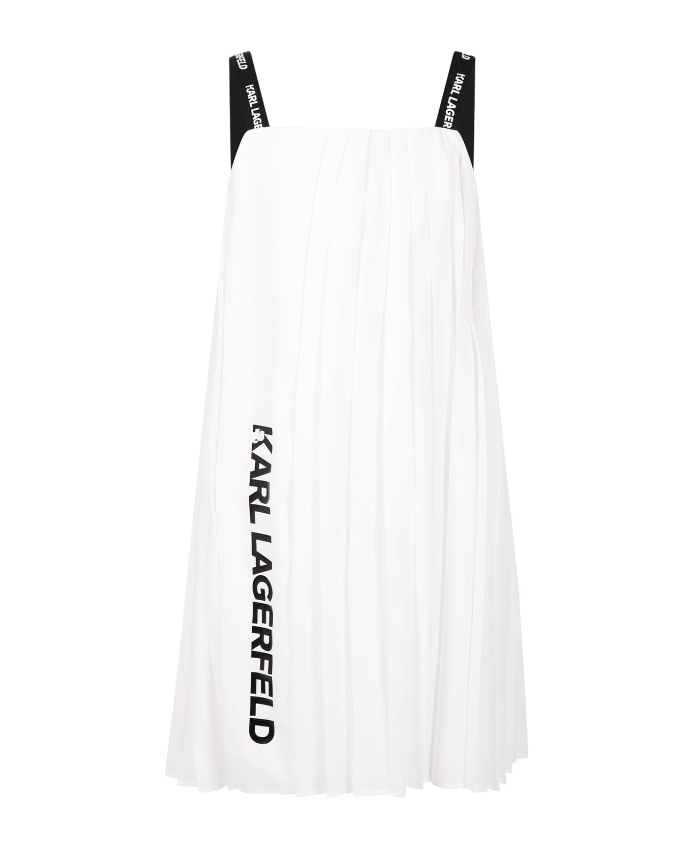 Karl Lagerfeld Kids White Dress For Girl With Logo - White