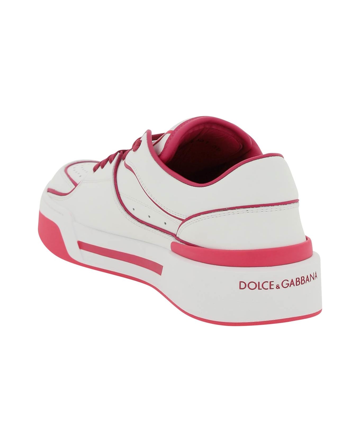 Dolce & Gabbana 'new Roma' Leather Sneakers - BIANCO ROSA SHOCKING (White)