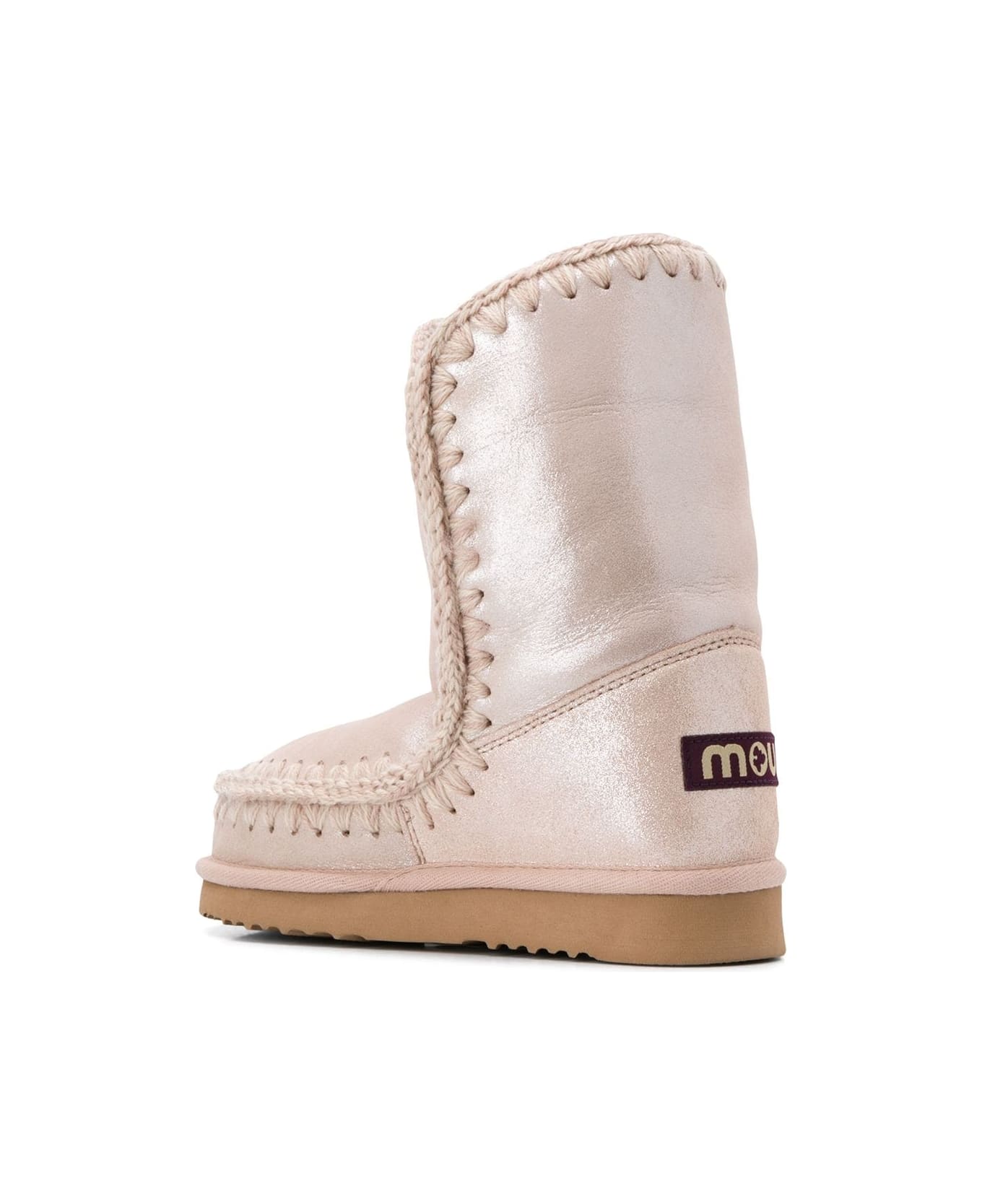 Mou Eskimo 24 Low Heels Ankle Boots In Rose-pink Glitter - rose-pink レースアップシューズ