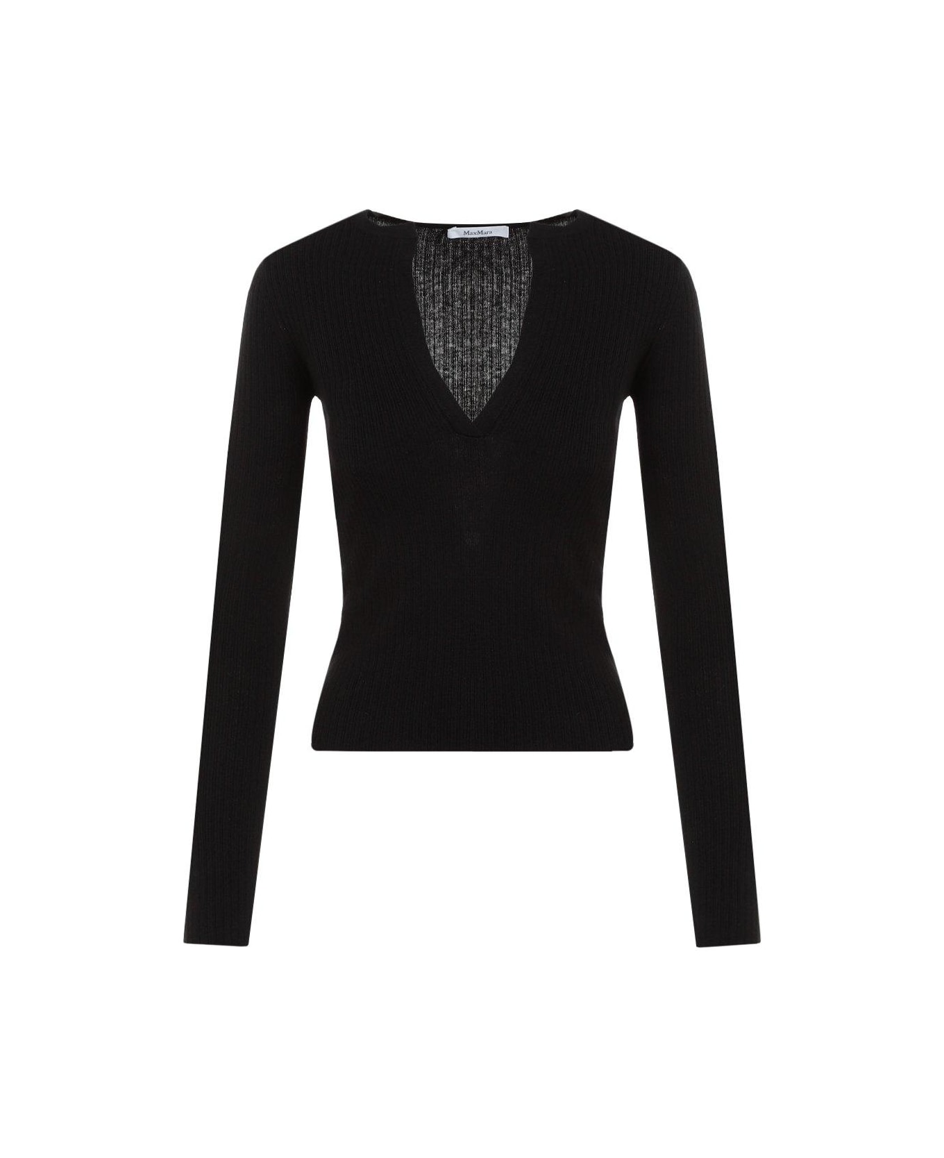 Max Mara V-neck Knit Top - Black