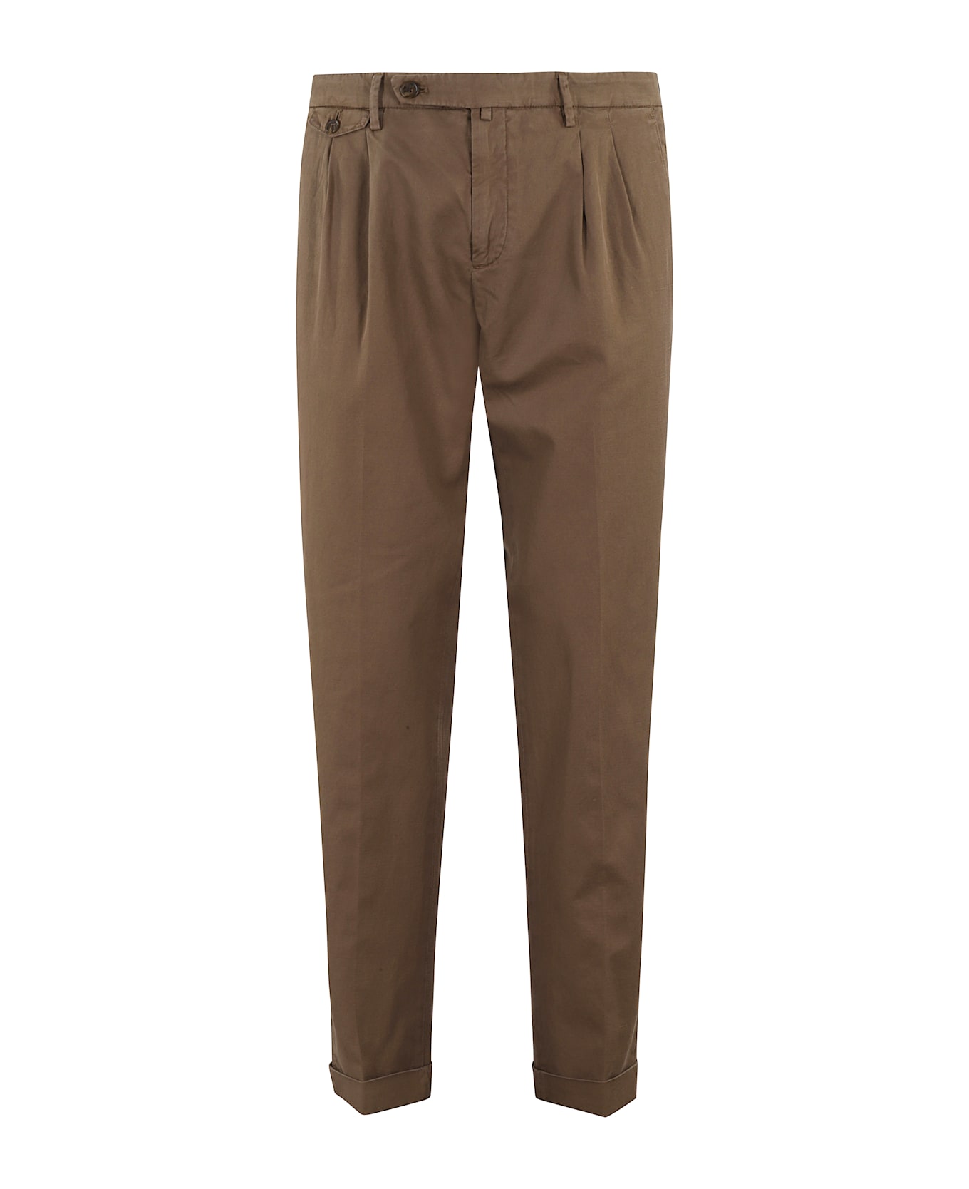 Briglia 1949 Pant Doppia Pinces Cotone Lino - Tabacco