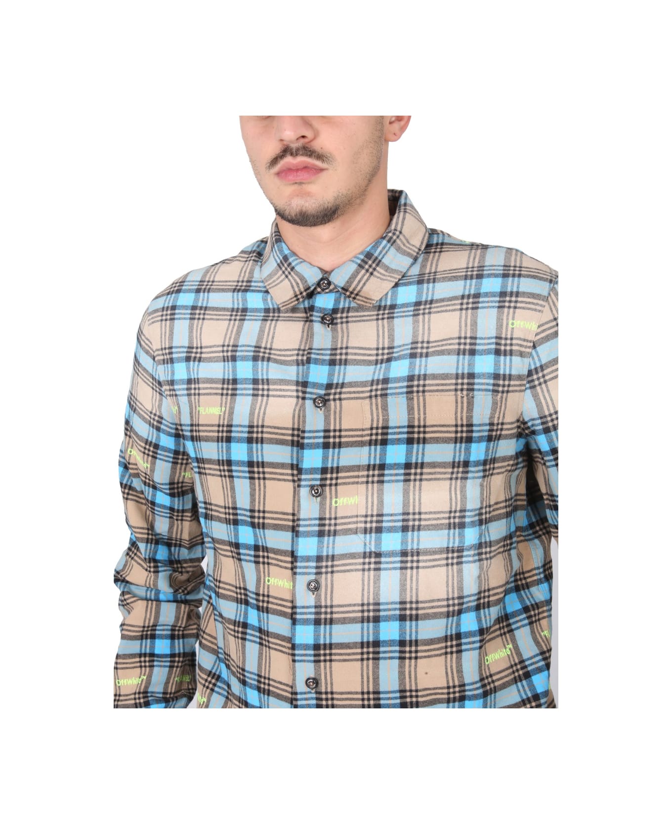 Off-White Shirt With Check Pattern - BEIGE シャツ