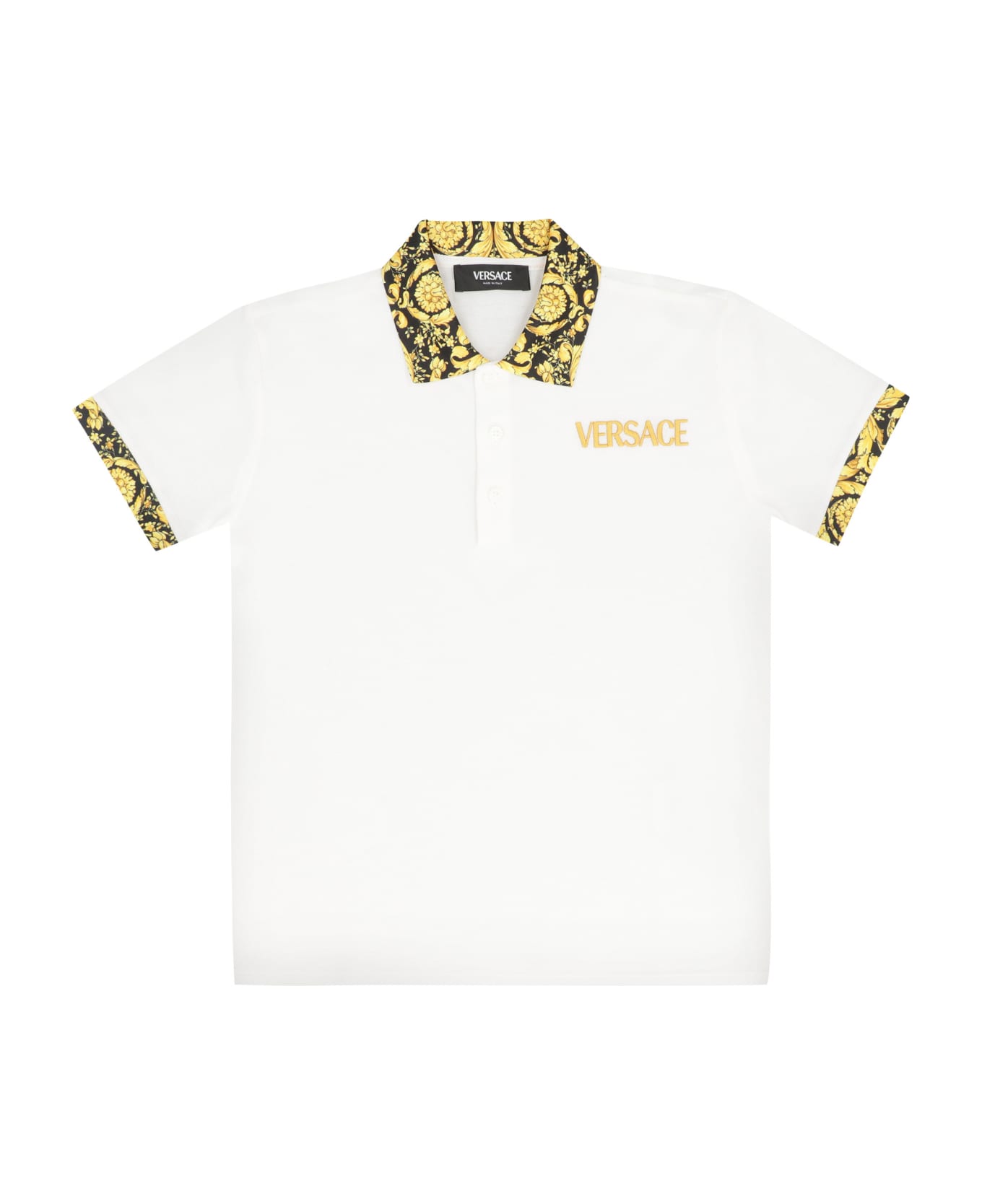 Young Versace Cotton Piqué Polo Shirt - Ivory