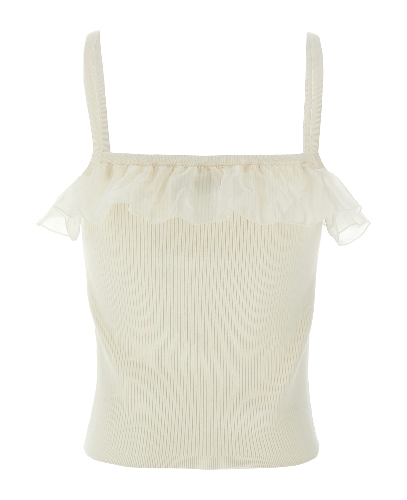 Alessandra Rich Ruffle Top - White