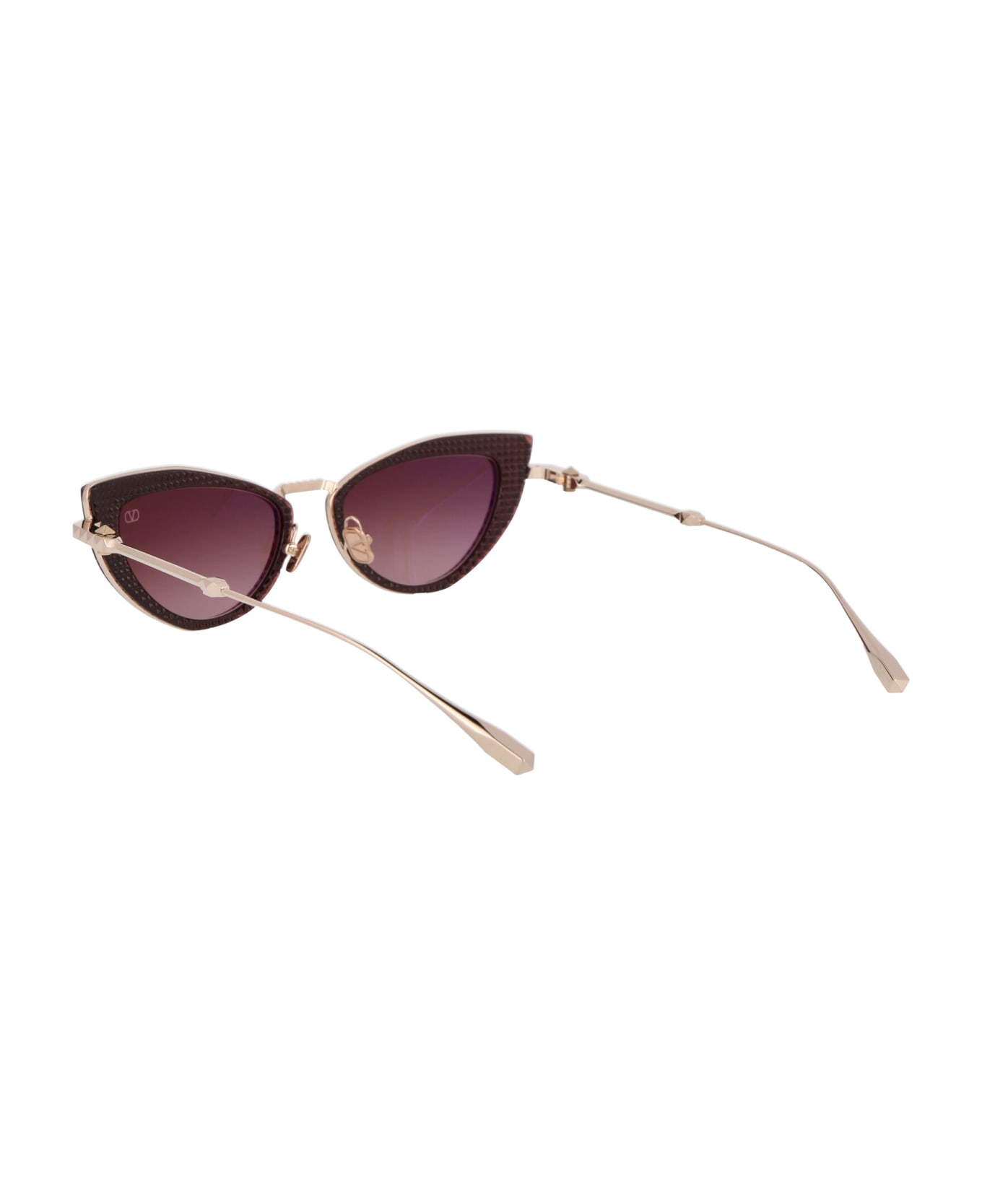 Valentino Eyewear Viii Sunglasses - WHITE GOLD CRYSTAL BORDEAUX W/ DARK ROSE TO LIGHT ROSE GRADIENT サングラス
