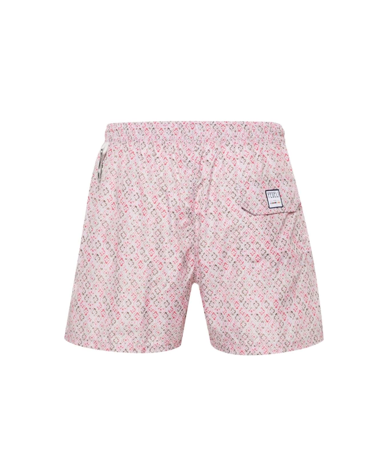 Fedeli Swim Shorts With Shaded Majolica Micro Pattern - Pink スイムトランクス