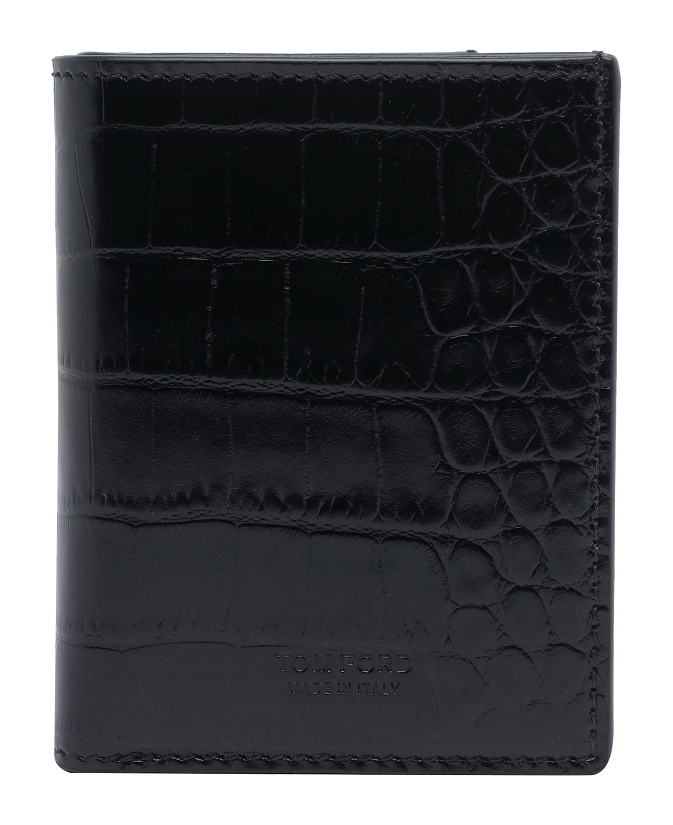 Tom Ford Printed Croc Card Holder - BLACK