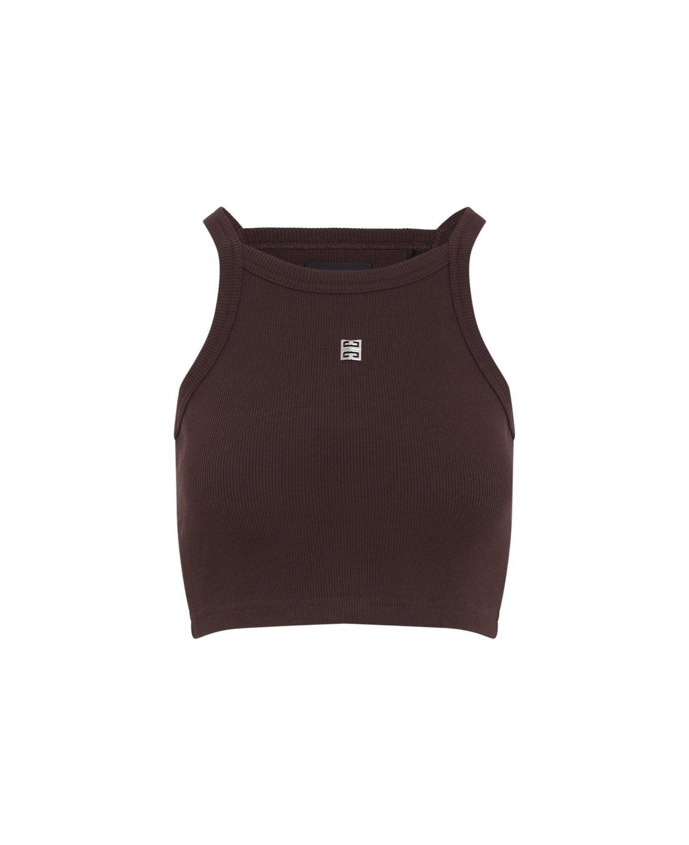 Givenchy 4g Plaque Cropped Tank Top - Marrone