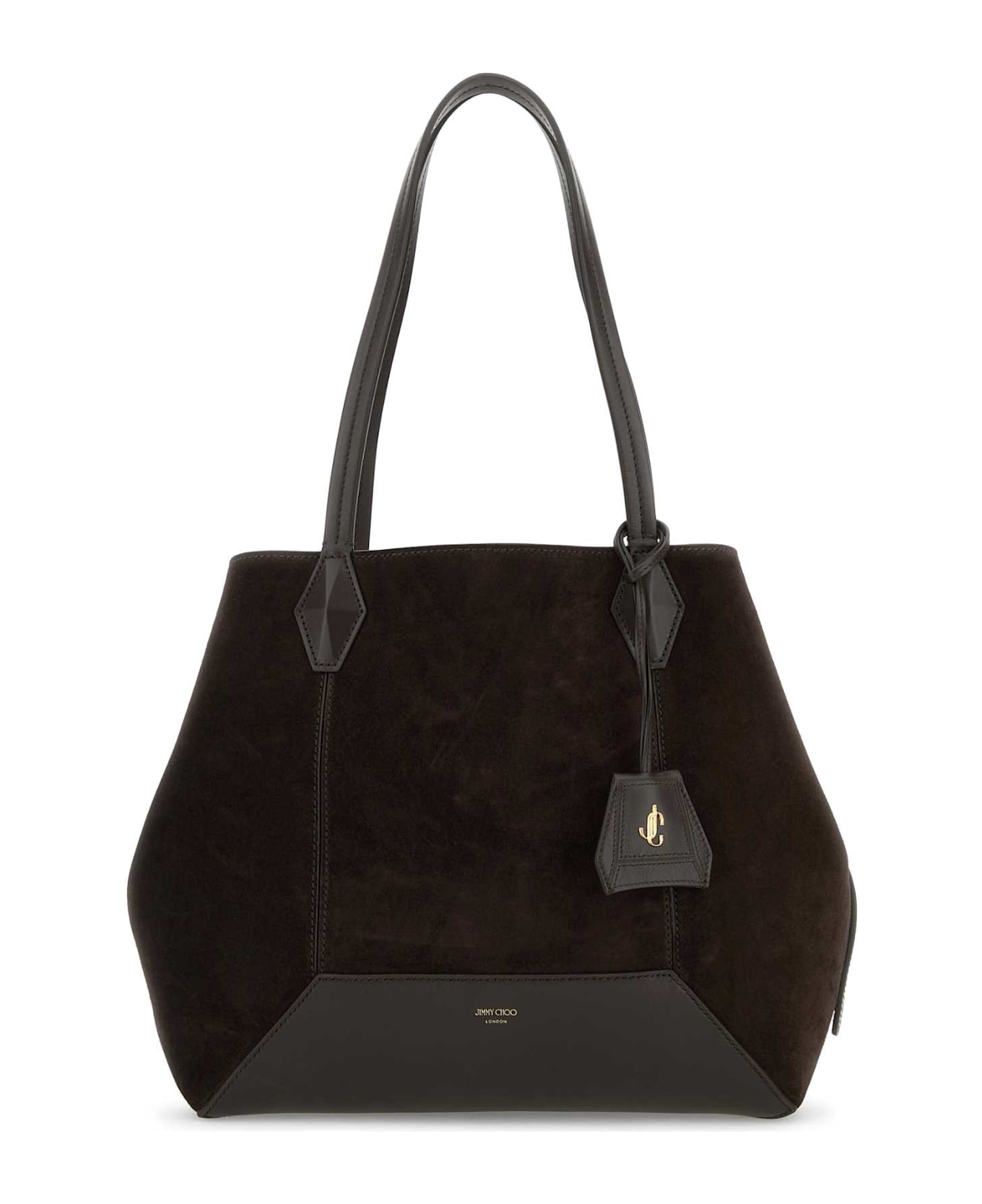 Jimmy Choo Dark Brown Suede Diamond Shopping Bag - COFFEEGOLD
