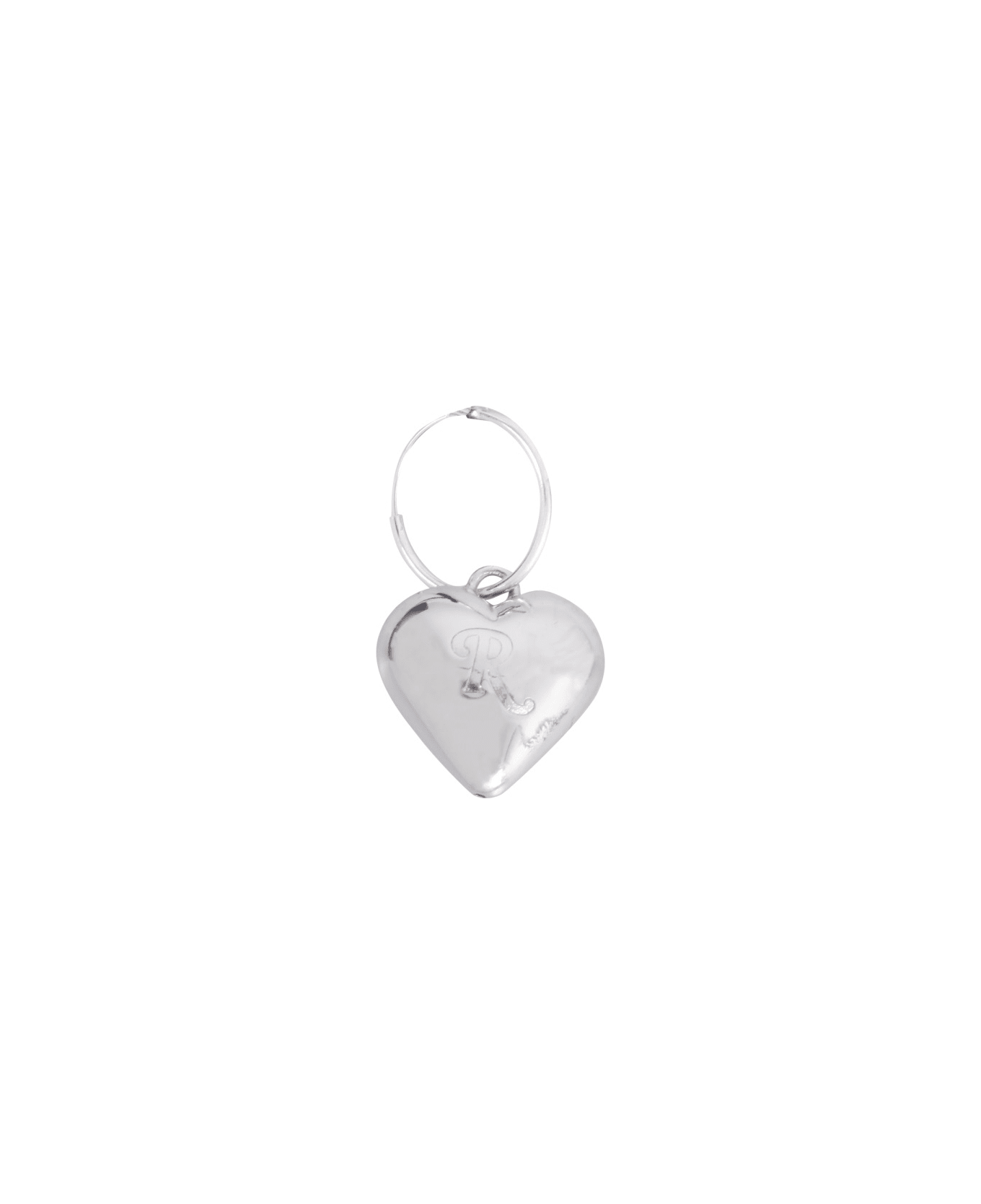Raf Simons Small Heart Single Earrings With R - SILVER