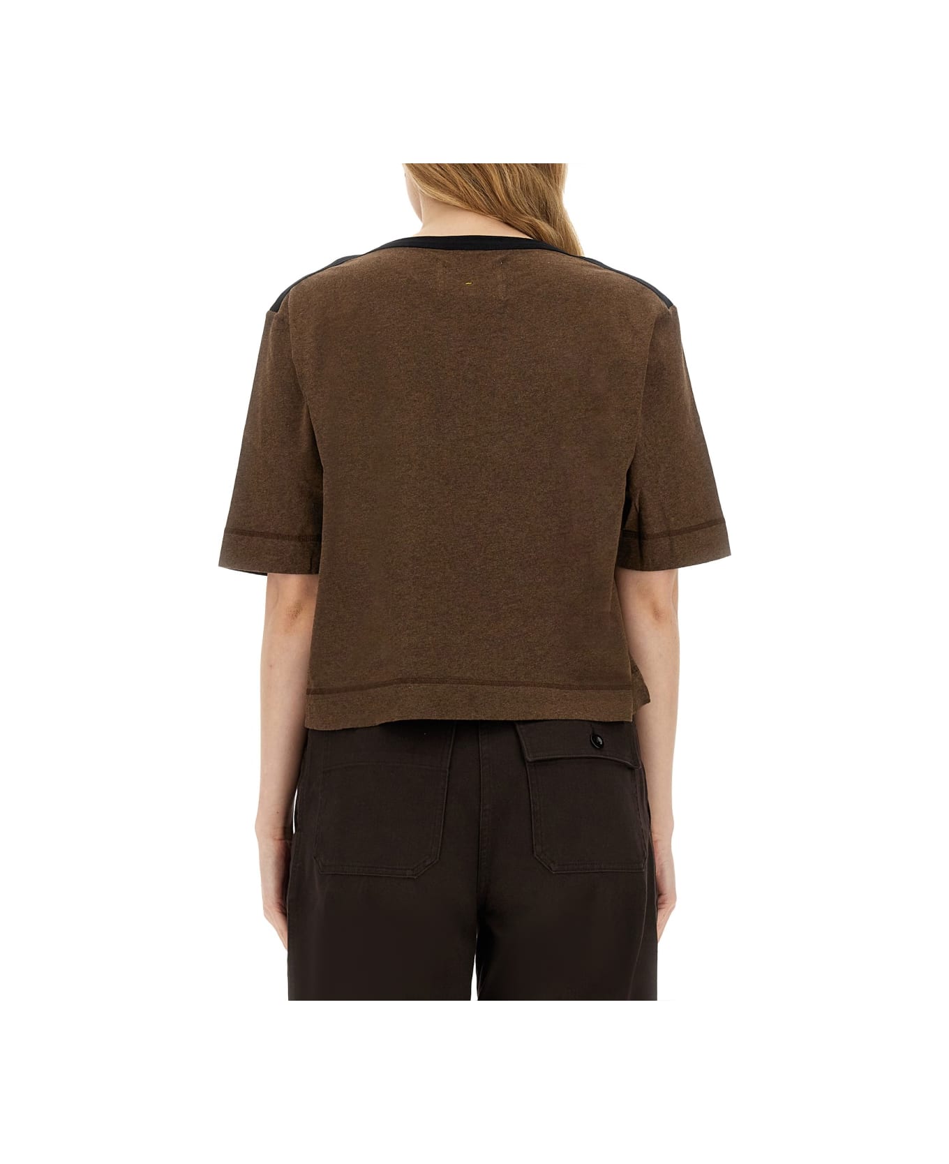 Margaret Howell Cropped T-shirt - BROWN