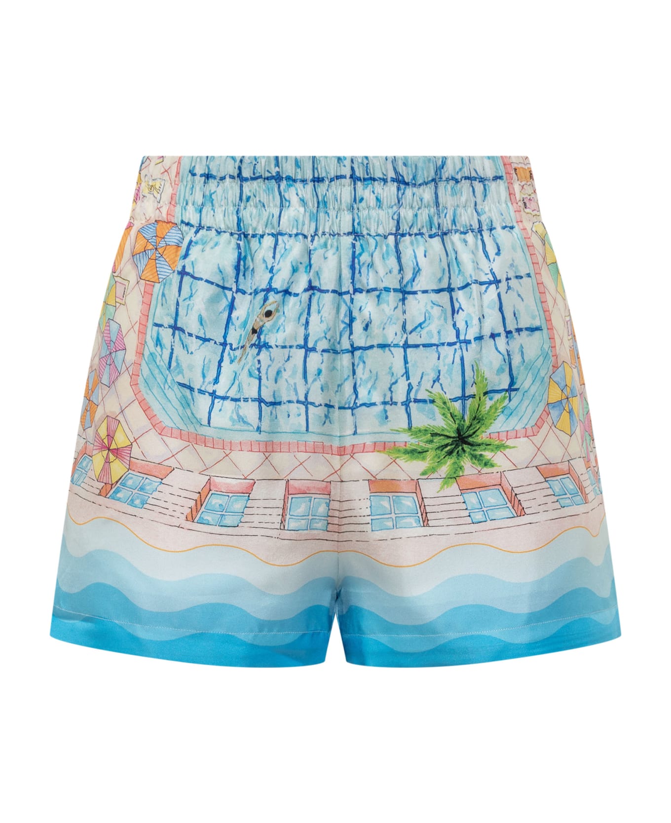 Casablanca Le Plongeon Silk Shorts - Blue