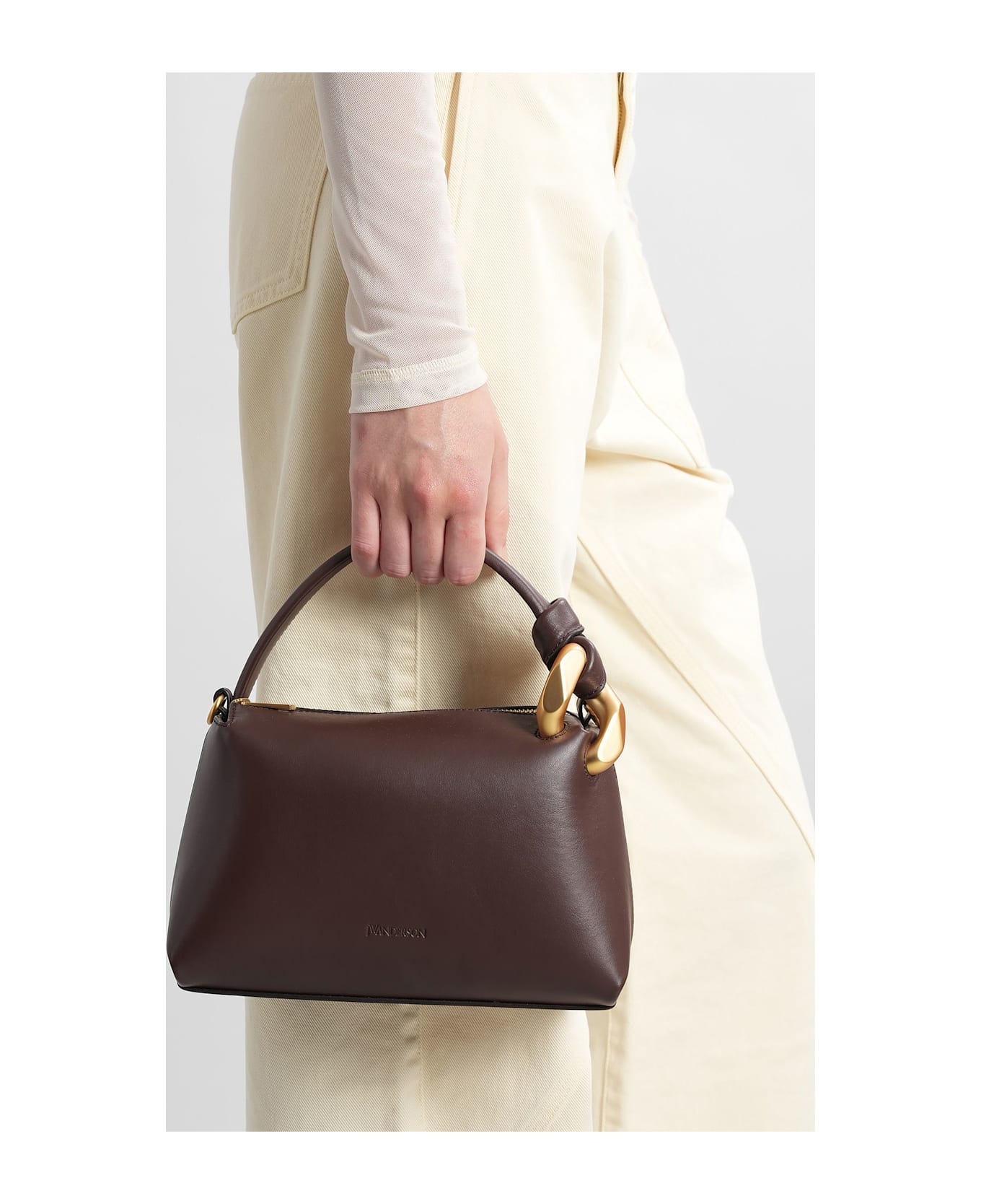 J.W. Anderson Corner Hand Bag In Brown Leather - brown