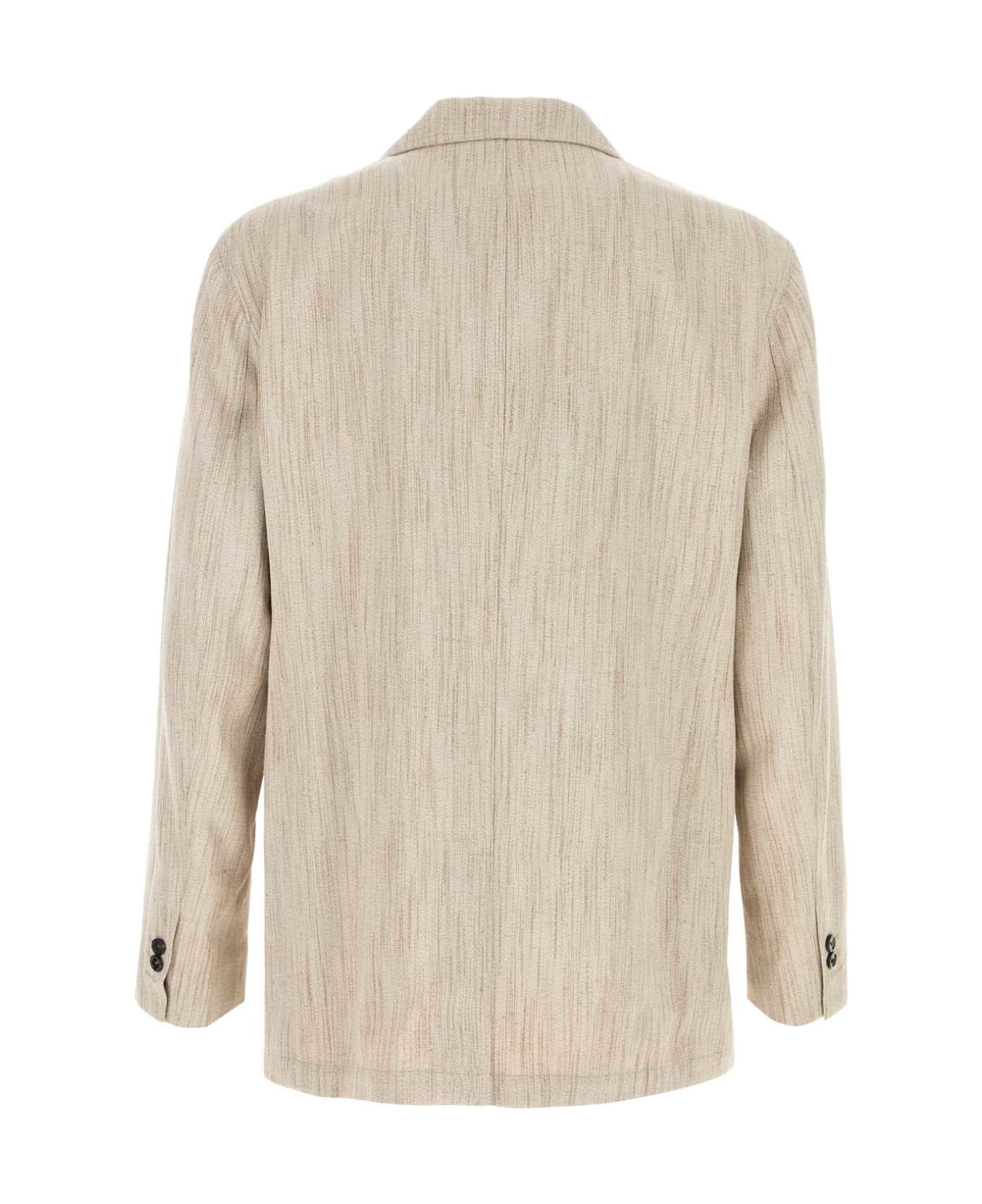 Bottega Veneta Melange Sand Viscose Blend Blazer - GREYPUTTY