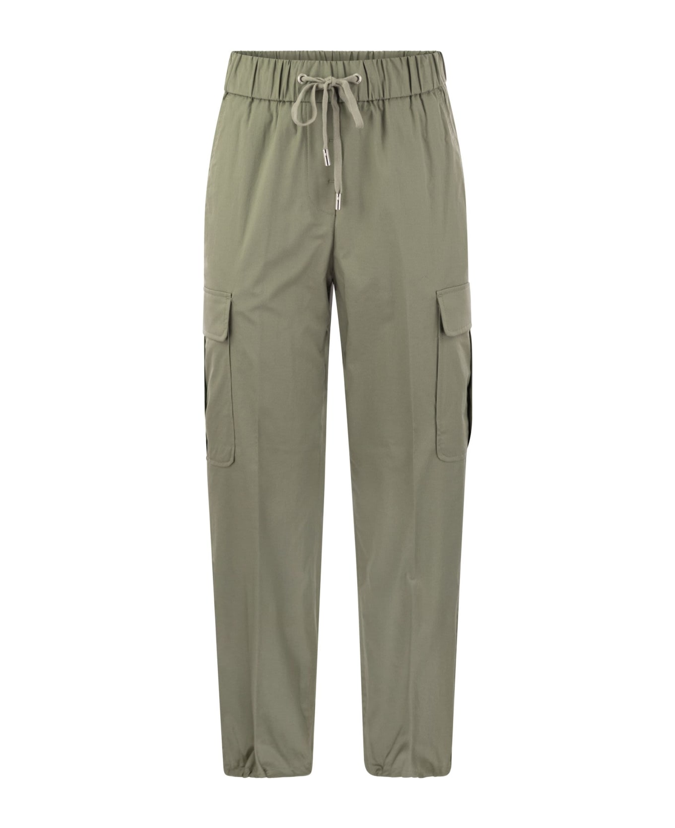 Peserico Stretch Cotton Cargo Trousers - Military Green
