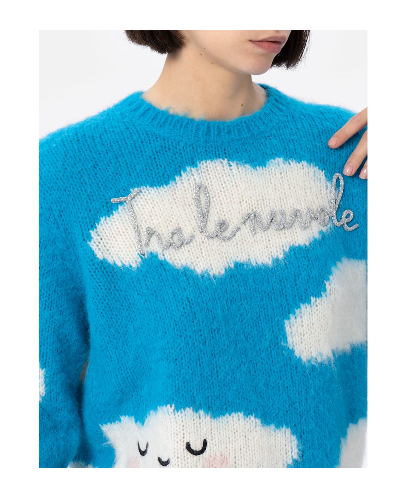 MC2 Saint Barth Woman Alpaca Blend Sweater Queen With Tra Le Nuvole Embroidery - unknown