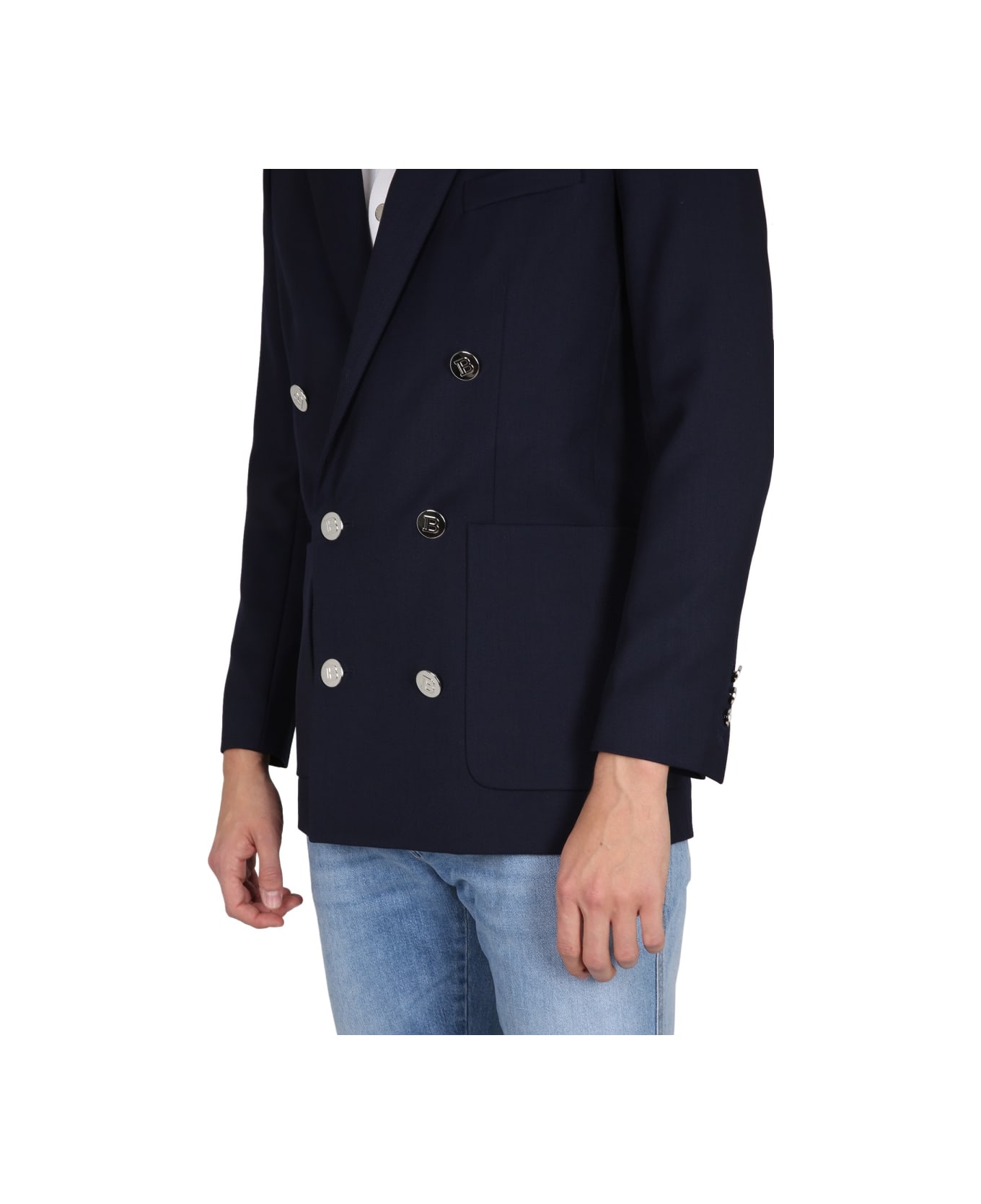 Balmain Blue Wool Blazer - BLUE