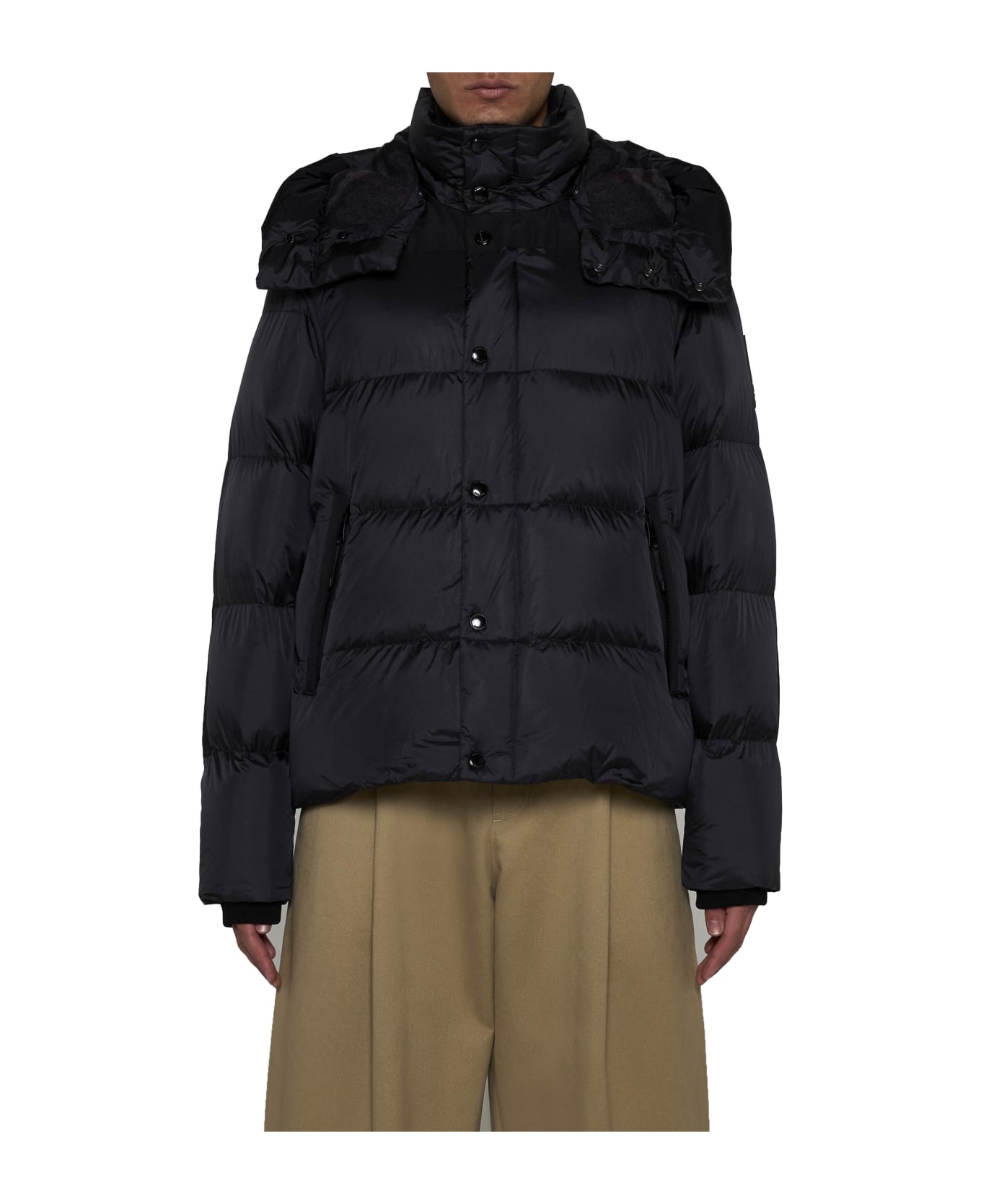 Burberry Logo Patch Hooded Coat - Black