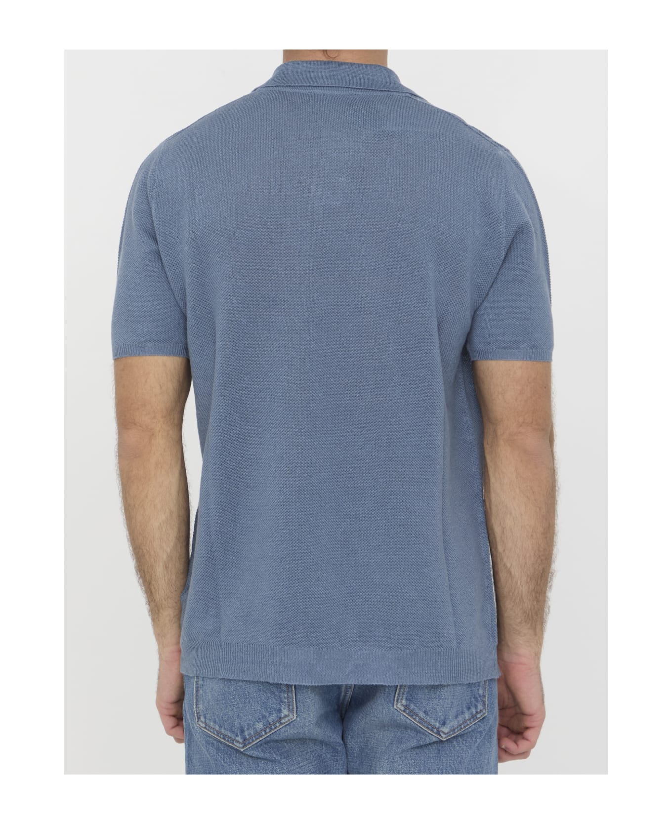 Roberto Collina Linen Polo Shirt - LIGHT BLUE