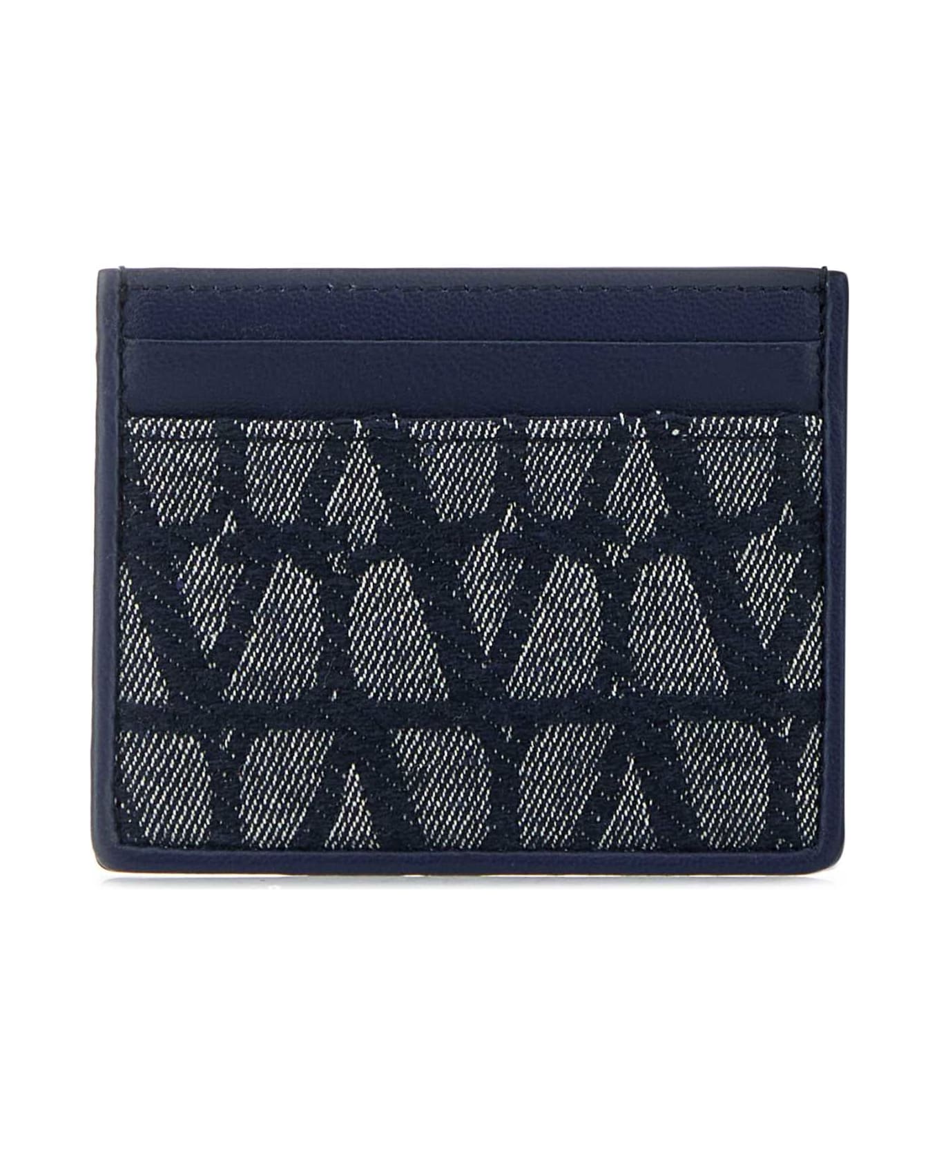 Valentino Garavani Blue Leather Card Holder - MELANGEDENIMWORKER