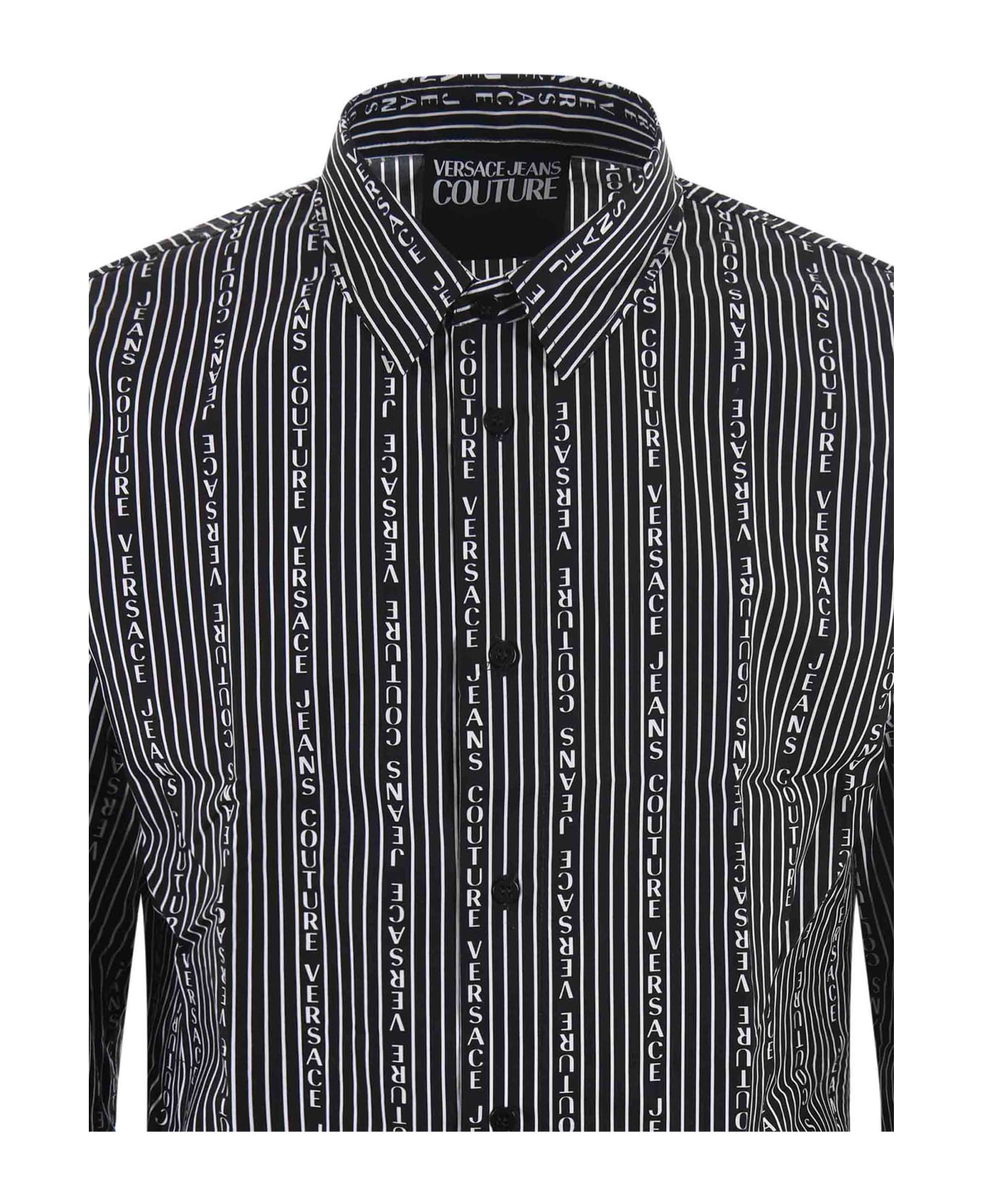 Versace Jeans Couture Classic Shirt With Pointed Collar In Cotton - Nero