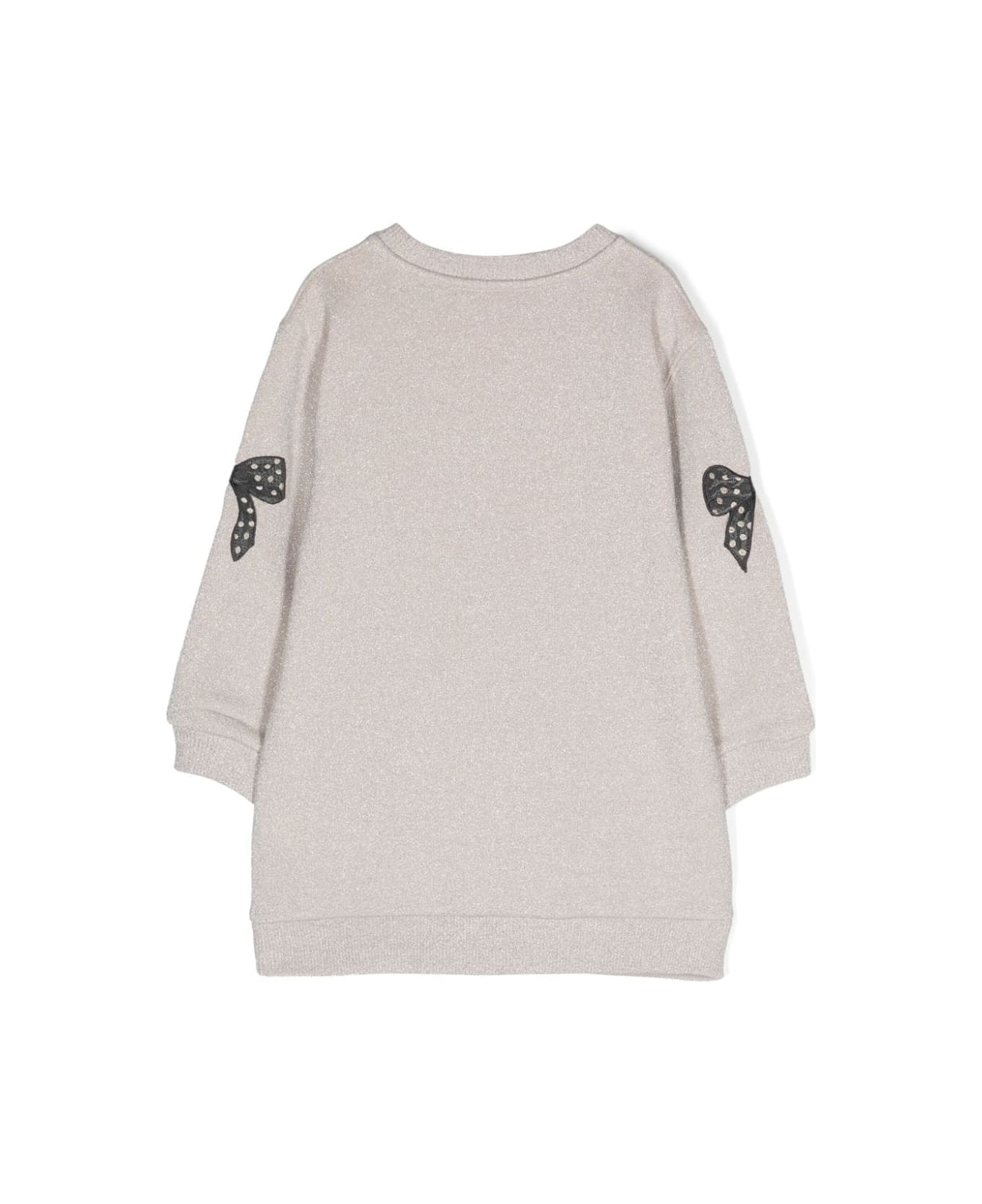 Monnalisa Beige Dress Girl - Ecrù/Argento