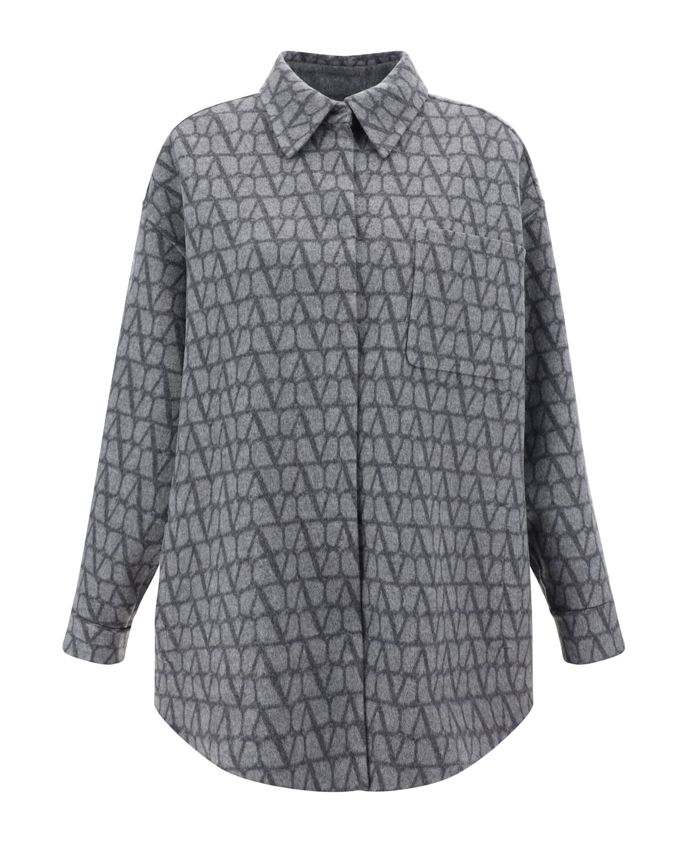 Valentino Reversible Shirt Jacket - Grigio Mel Iconographe Grigio/grigio Mel