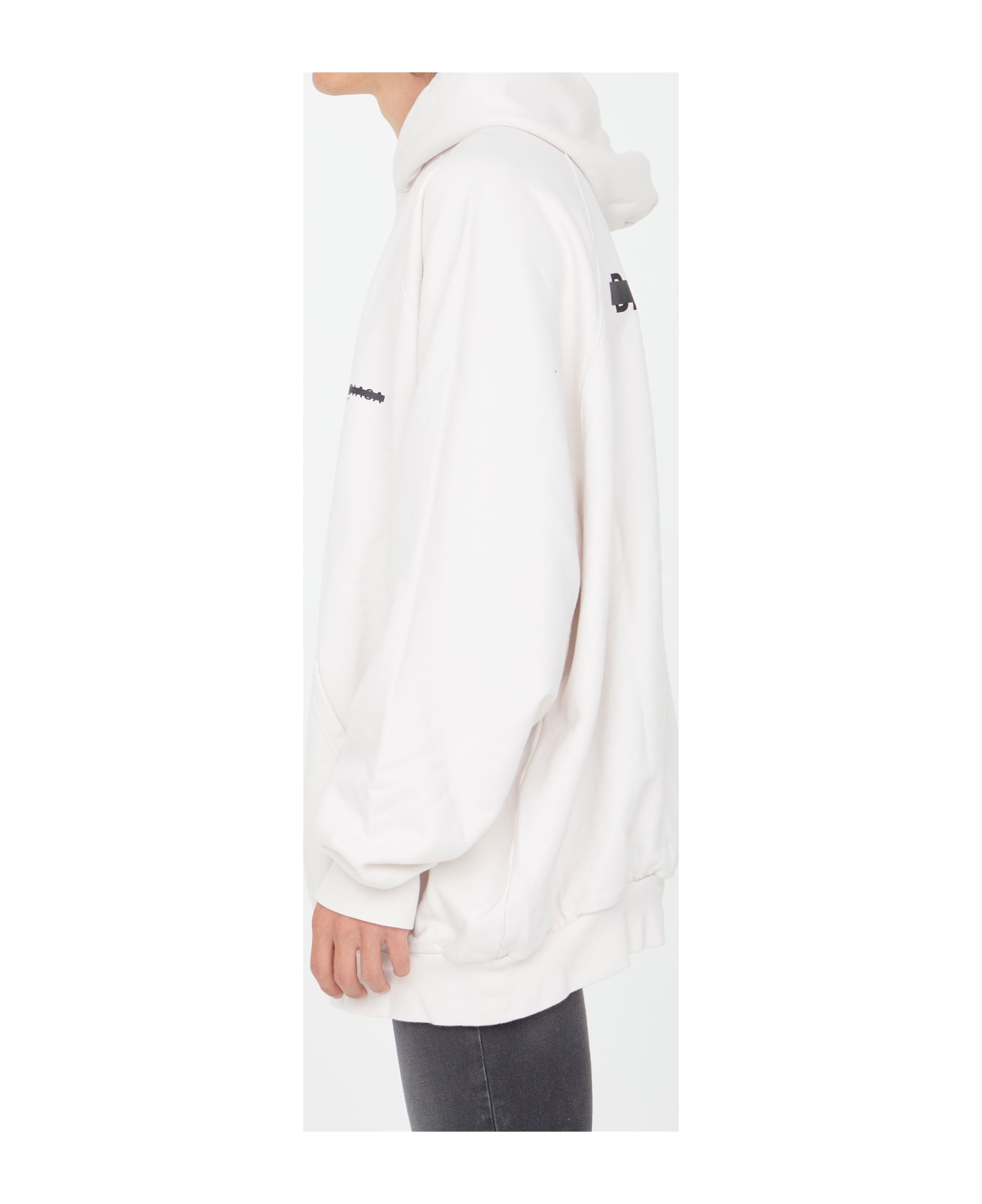 Balenciaga White Hoodie With Logo - Ecru