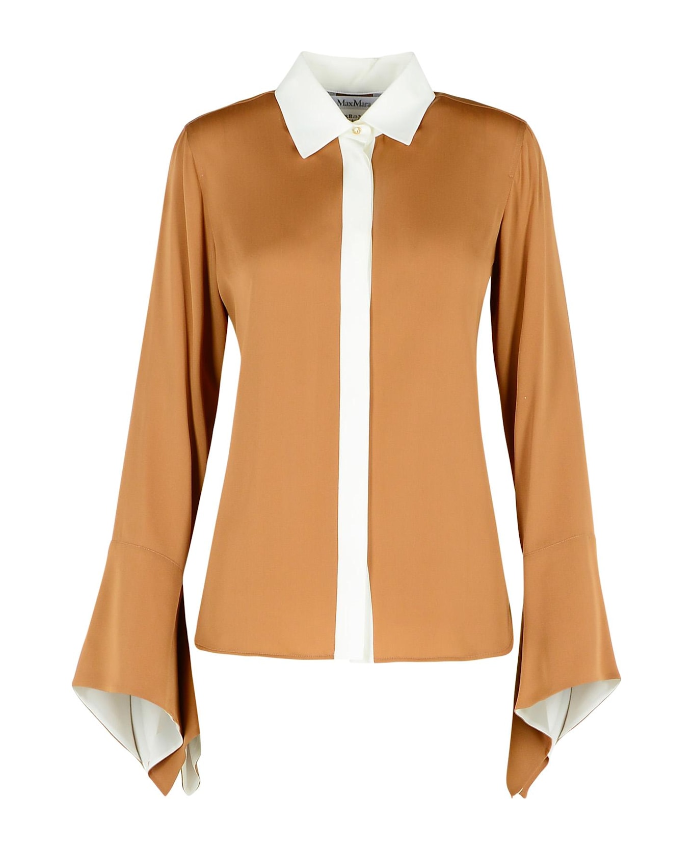 Max Mara 'pio' Beige Silk Shirt - BEIGE