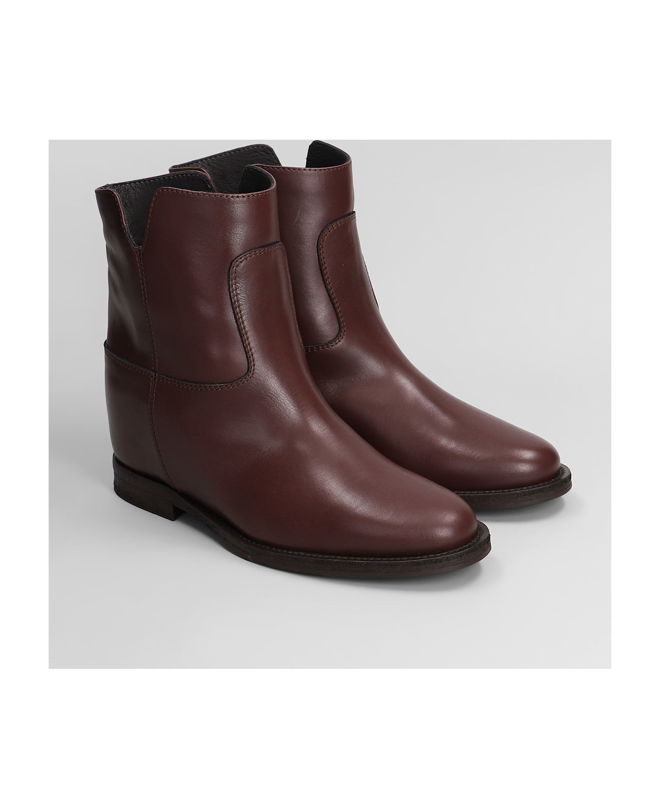 Via Roma 15 Ankle Boots Inside Wedge In Bordeaux Leather - bordeaux