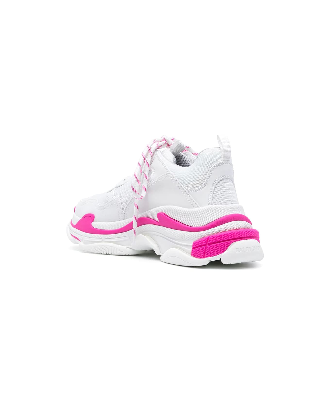 Balenciaga Woman White And Fluo Pink Triple S Sneakers - Fluo pink/white/grey