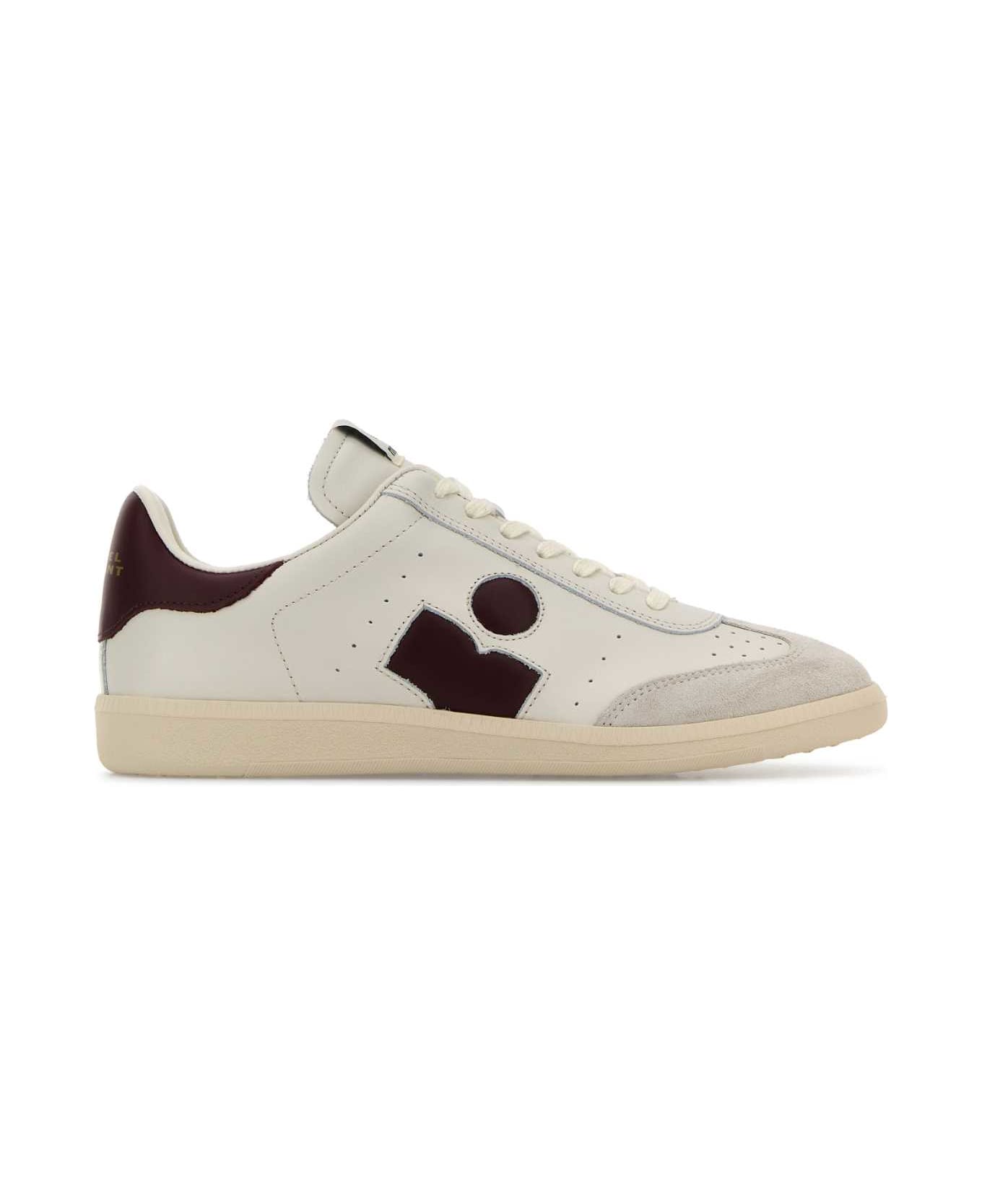 Isabel Marant White Leather Bryce Sneakers - ECRUBURGUNDY