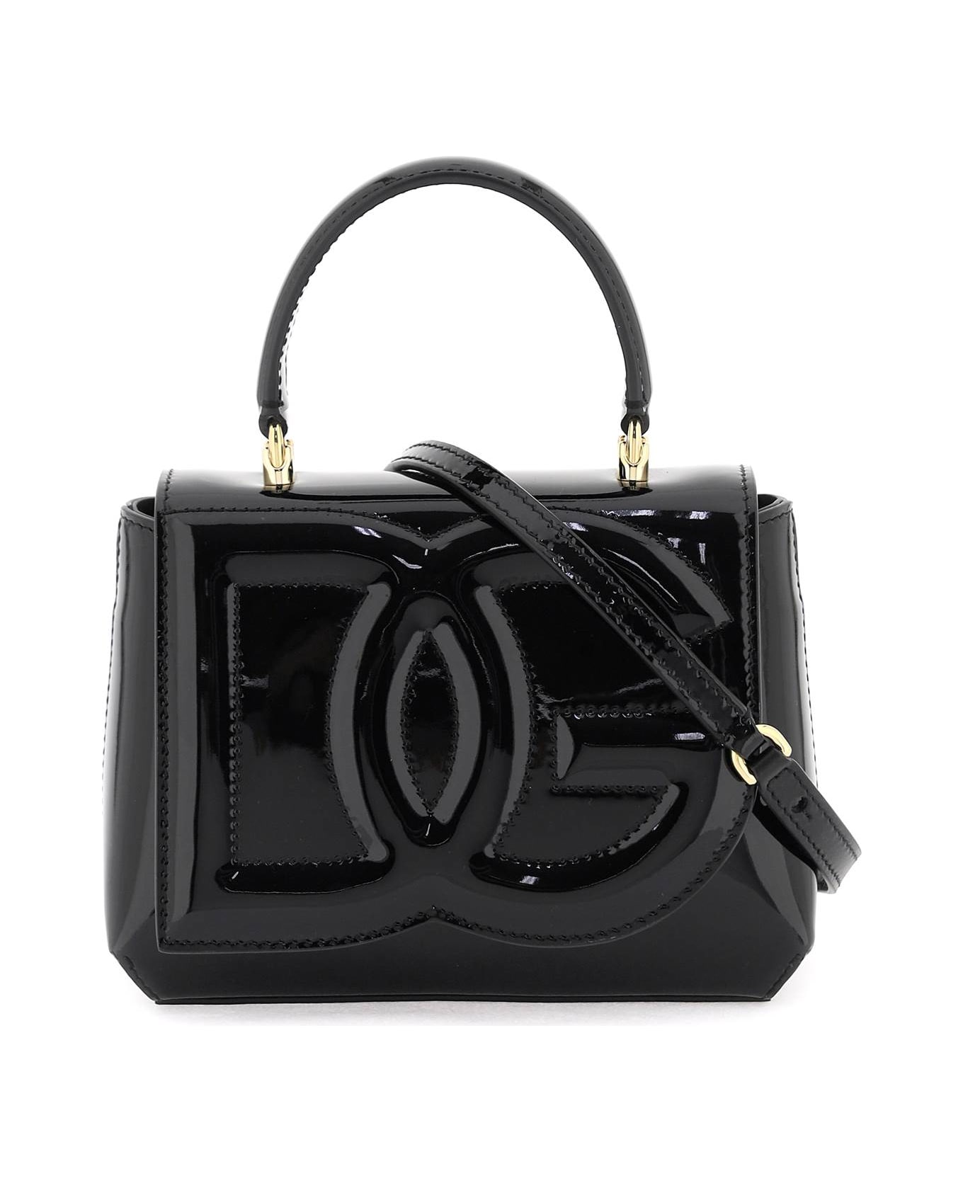Dolce & Gabbana 'dg' Patent Leather Handbag - Black