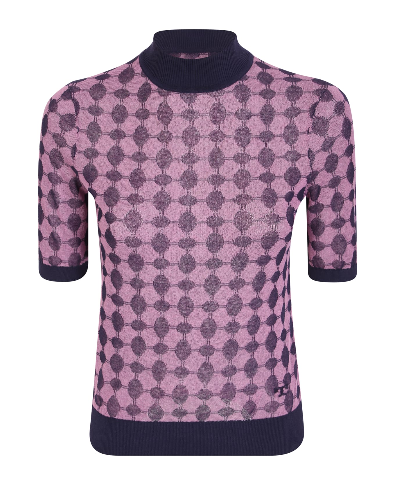 Tory Burch Geometric Print High Neck Pullover - Purple