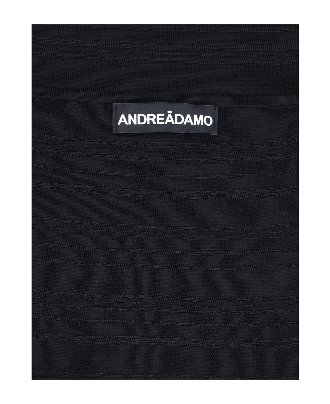 ANDREĀDAMO Striped Crop Top - Black  