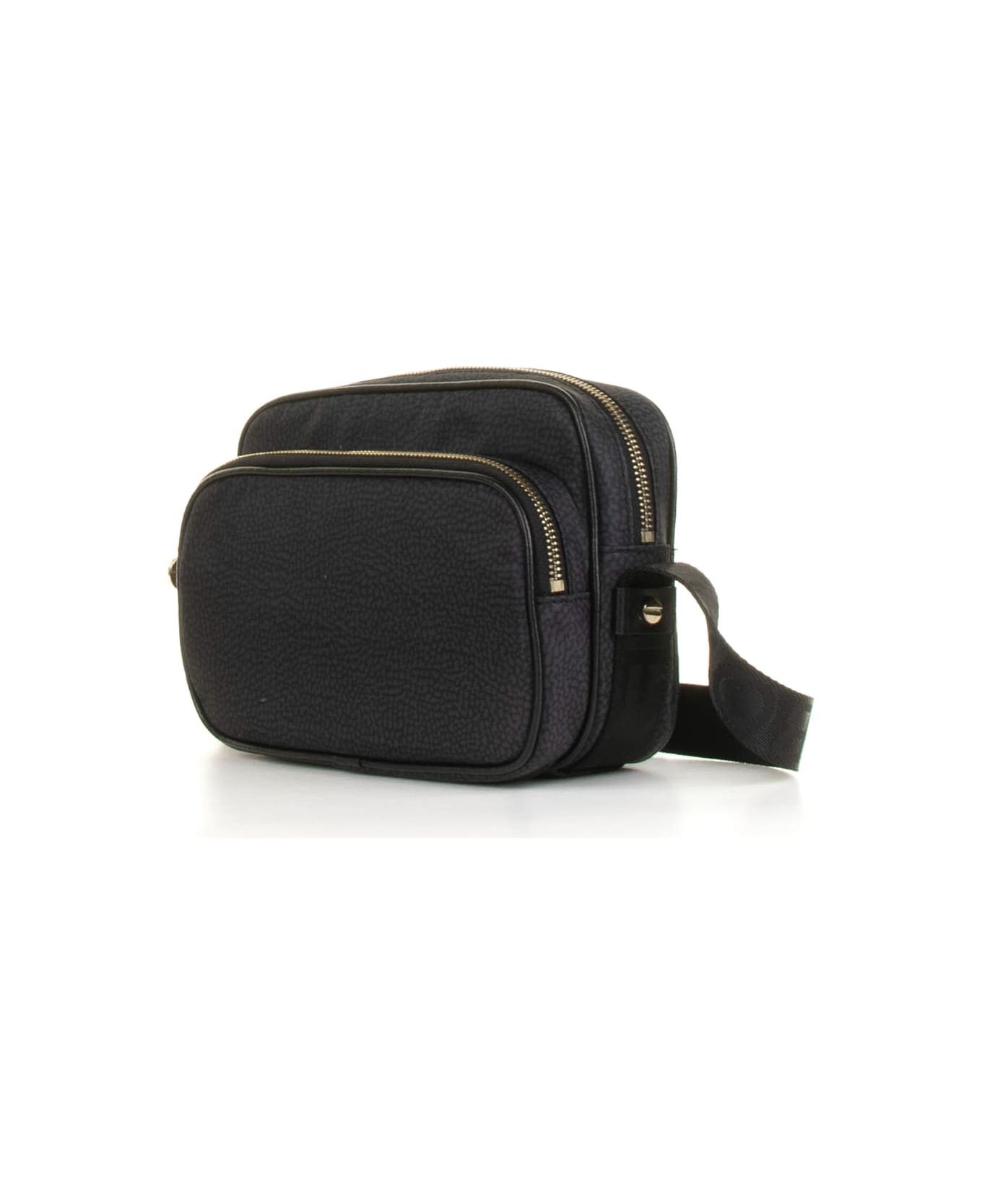 Borbonese Small Shoulder Bag In Op Fabric - DARK BLACK ショルダーバッグ