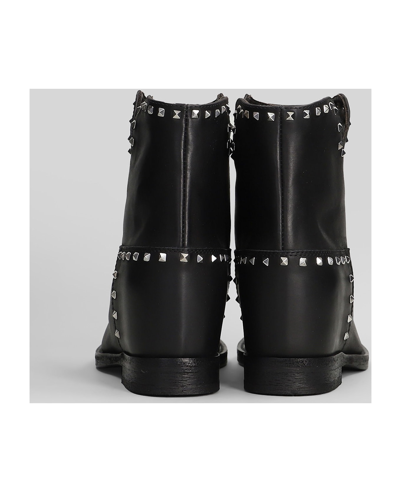 Via Roma 15 Ankle Boots Inside Wedge In Black Leather - black