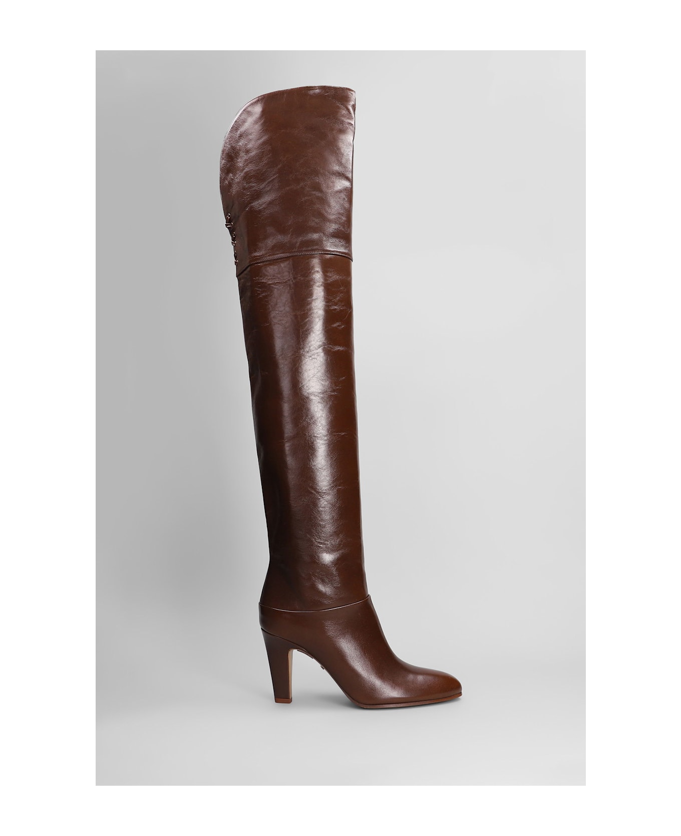 Chloé Eve High Heels Boots In Brown Leather - brown