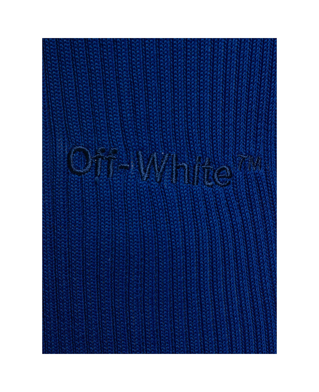 Off-White Helvet Fine Knit Rib Turtlnec - Blu