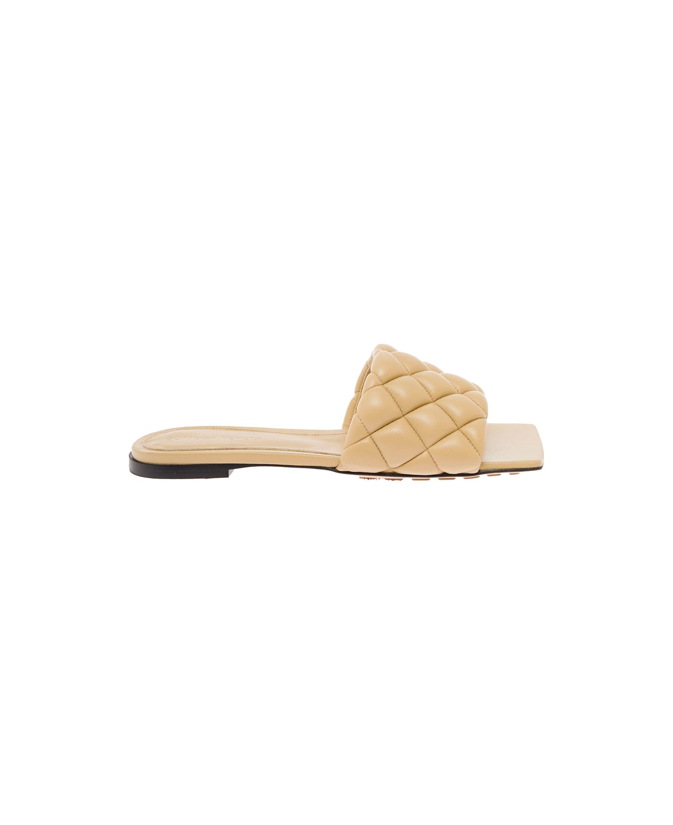 Bottega Veneta Beige Quilted Leather Slide Sandals Bottega Veneta Woman - Beige