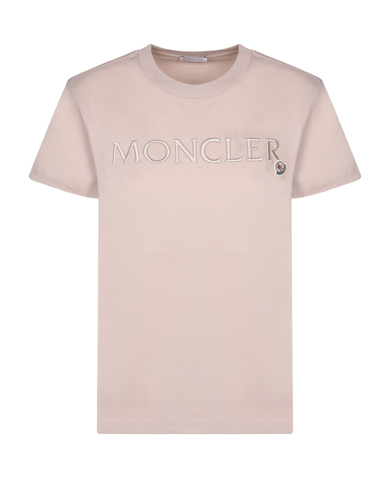 Moncler Logo Embroidered Crewneck T-shirt - Brown Tシャツ