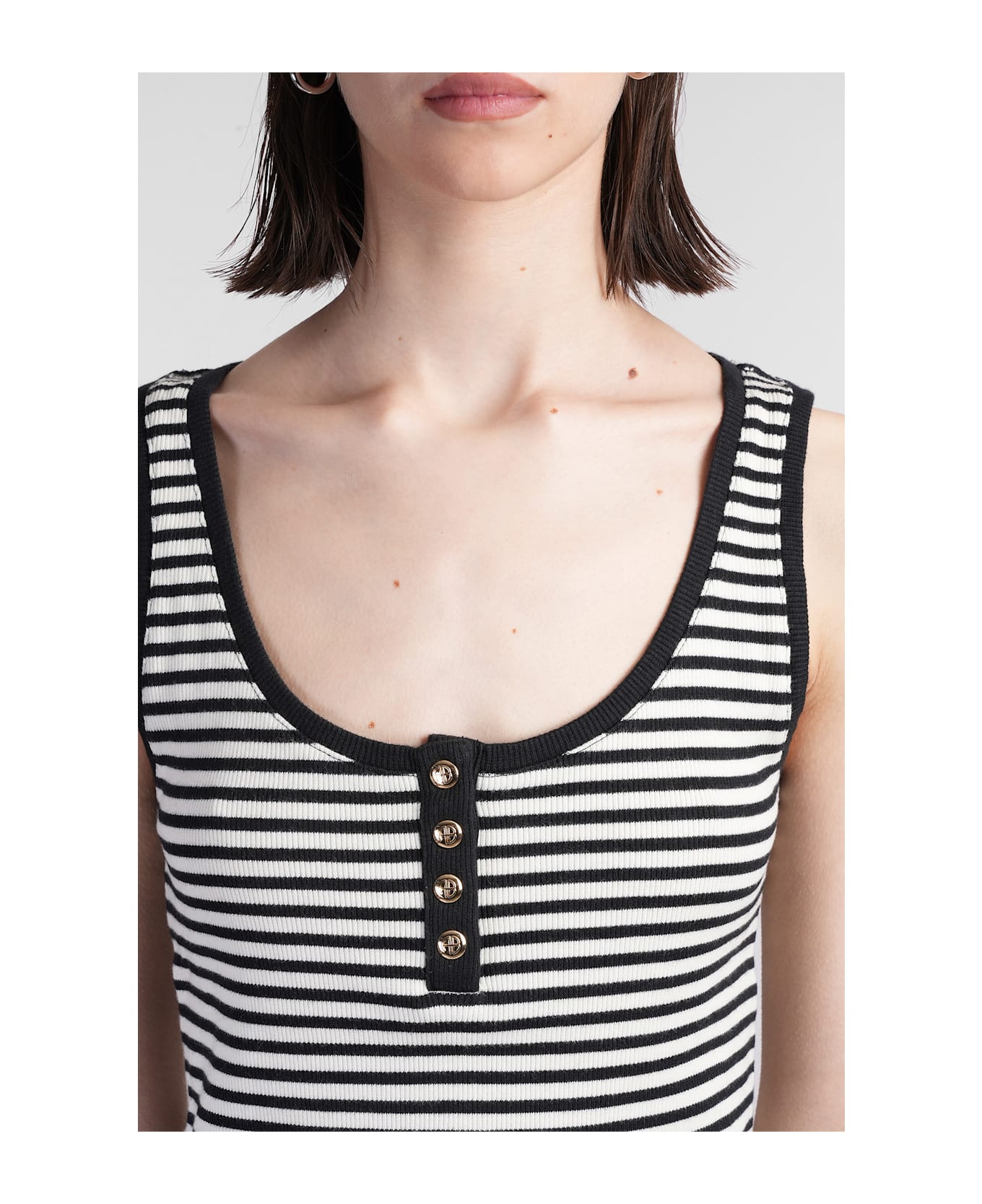 Anine Bing Alessia Tank Top In Black Cotton - Multicolore