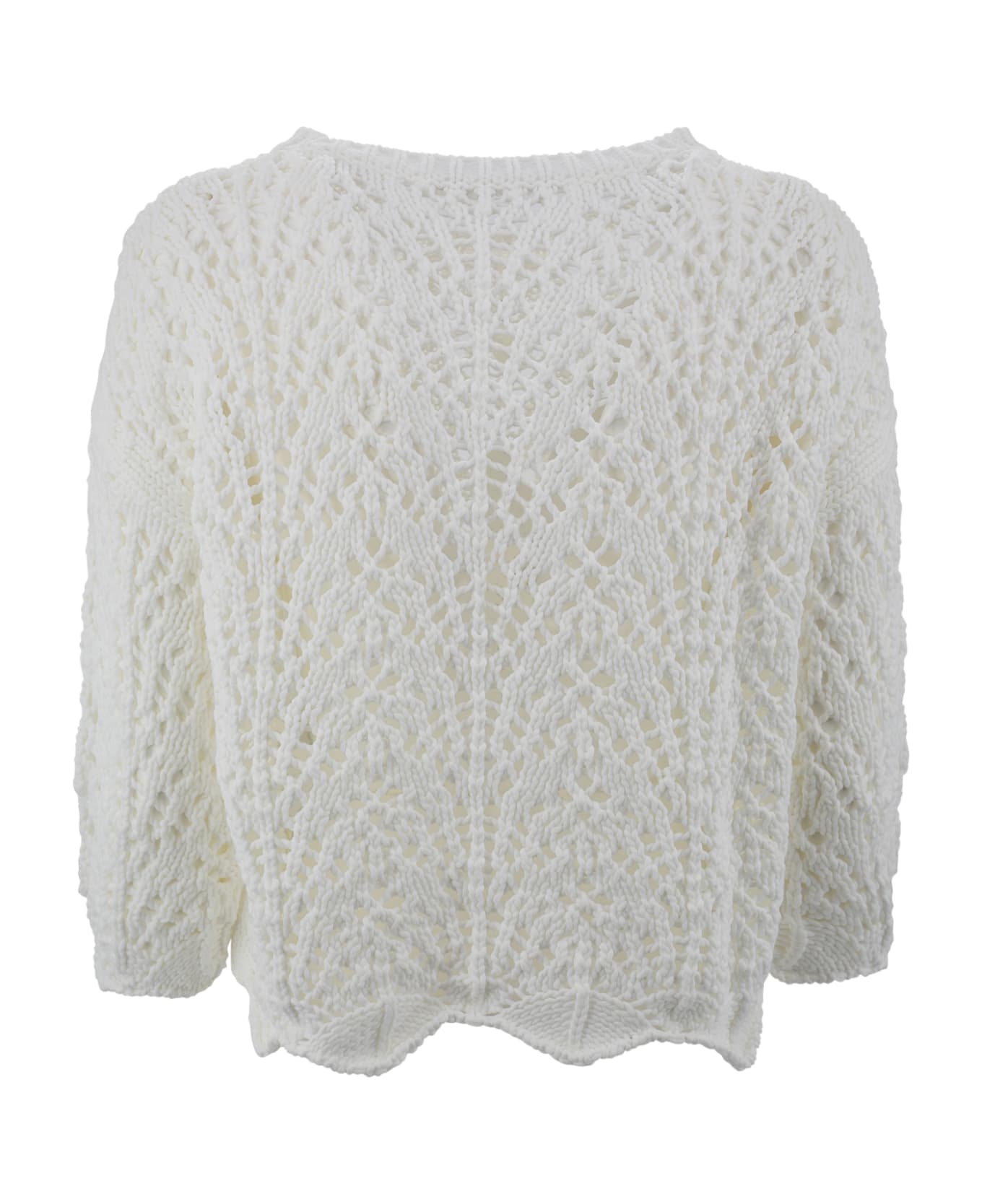 D.Exterior Cotton Crewneck Sweater - White ニットウェア