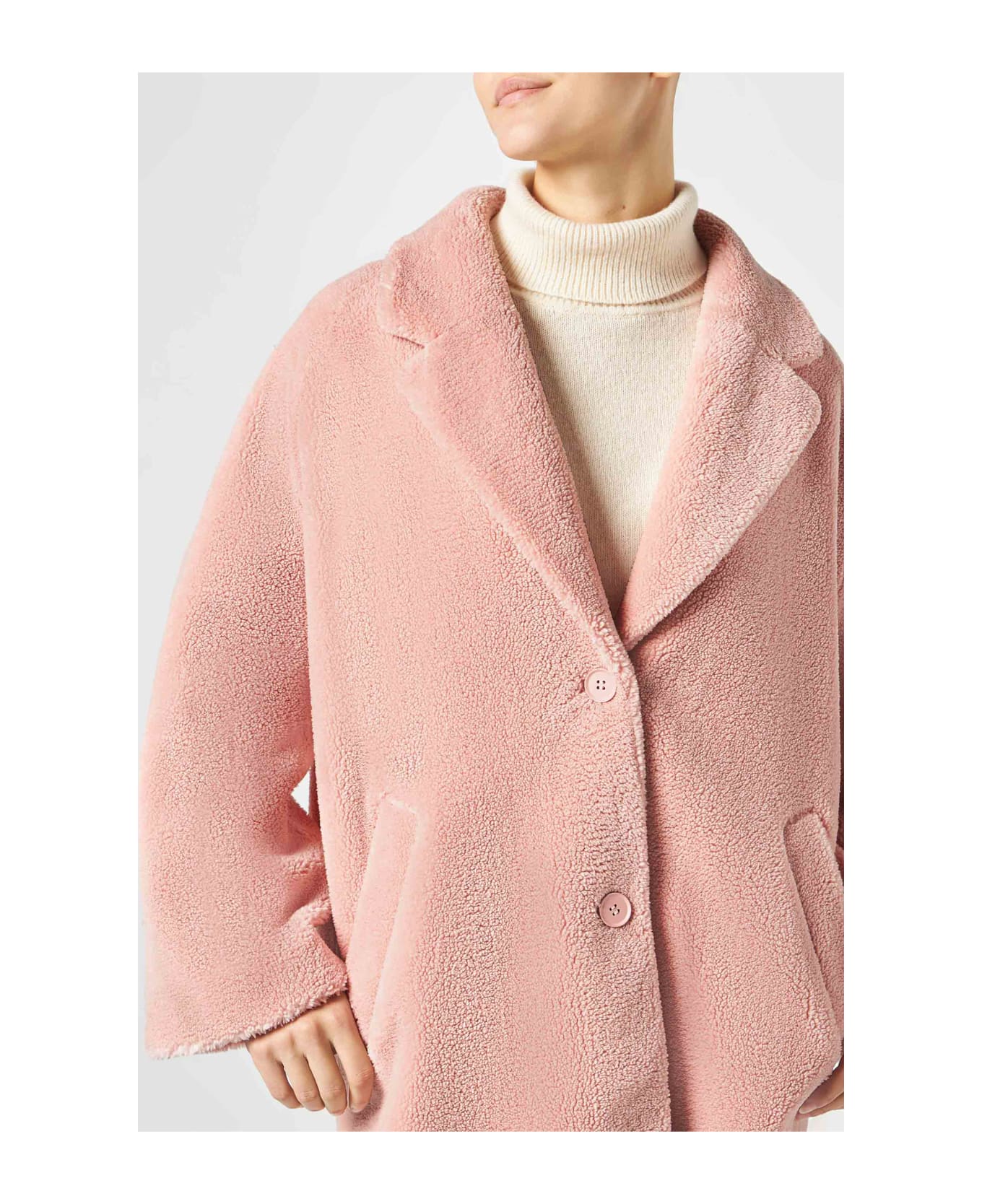 MC2 Saint Barth Woman Coat Pink Teddy Fabric - PINK