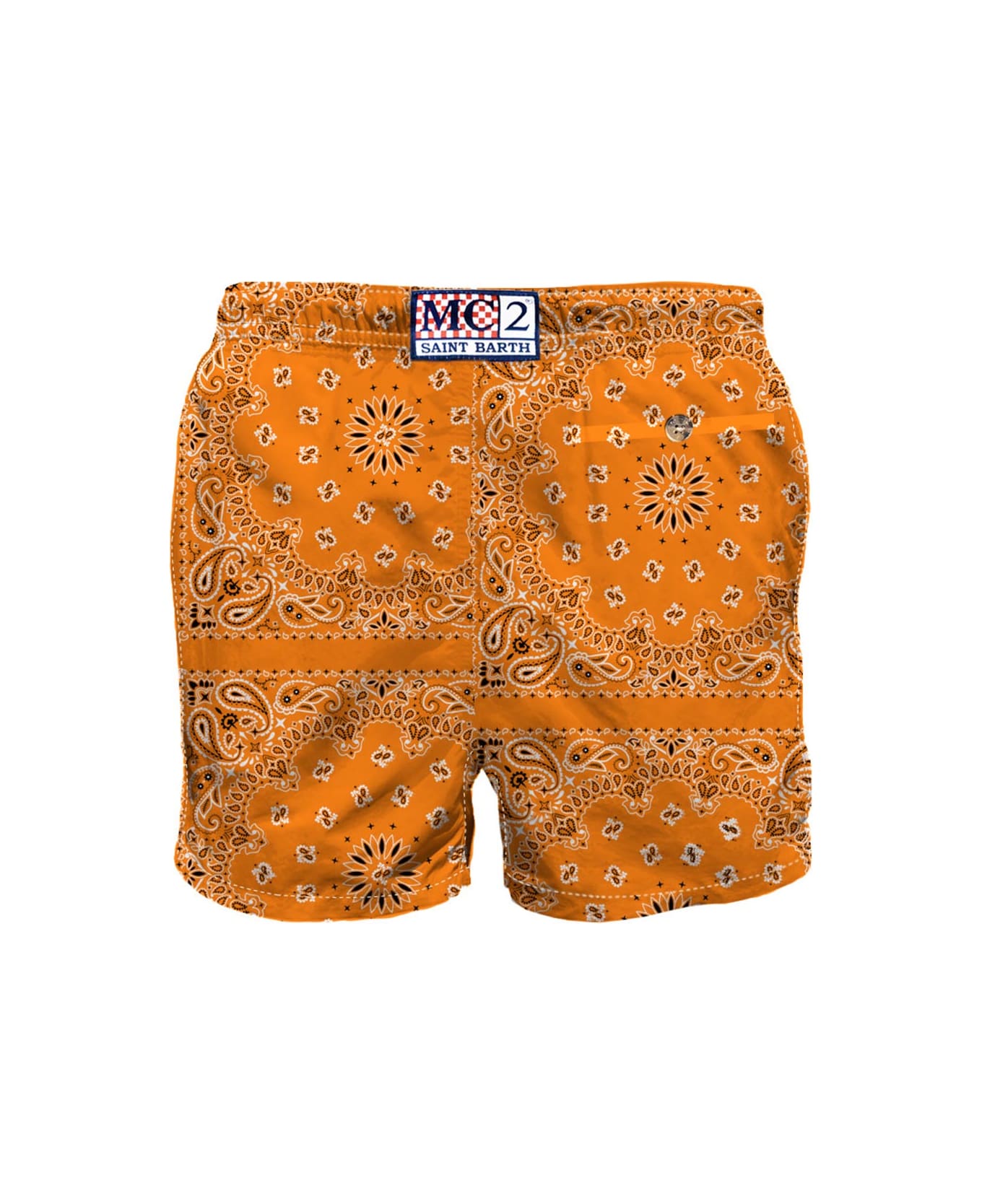 MC2 Saint Barth Man Swim Shorts With Orange Bandanna Print