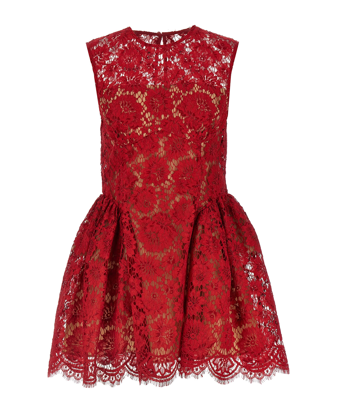 self-portrait 'red Fine Lace Pearl Mini' Dress - RED
