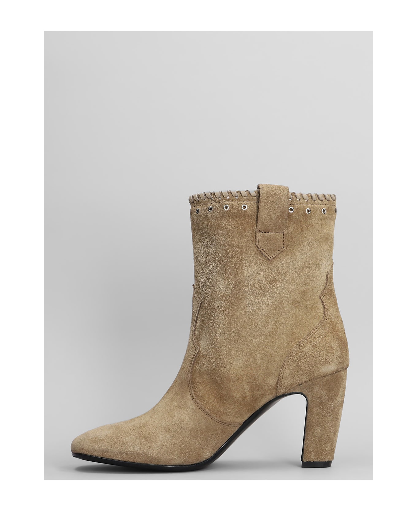 Strategia High Heels Ankle Boots In Camel Suede - Camel