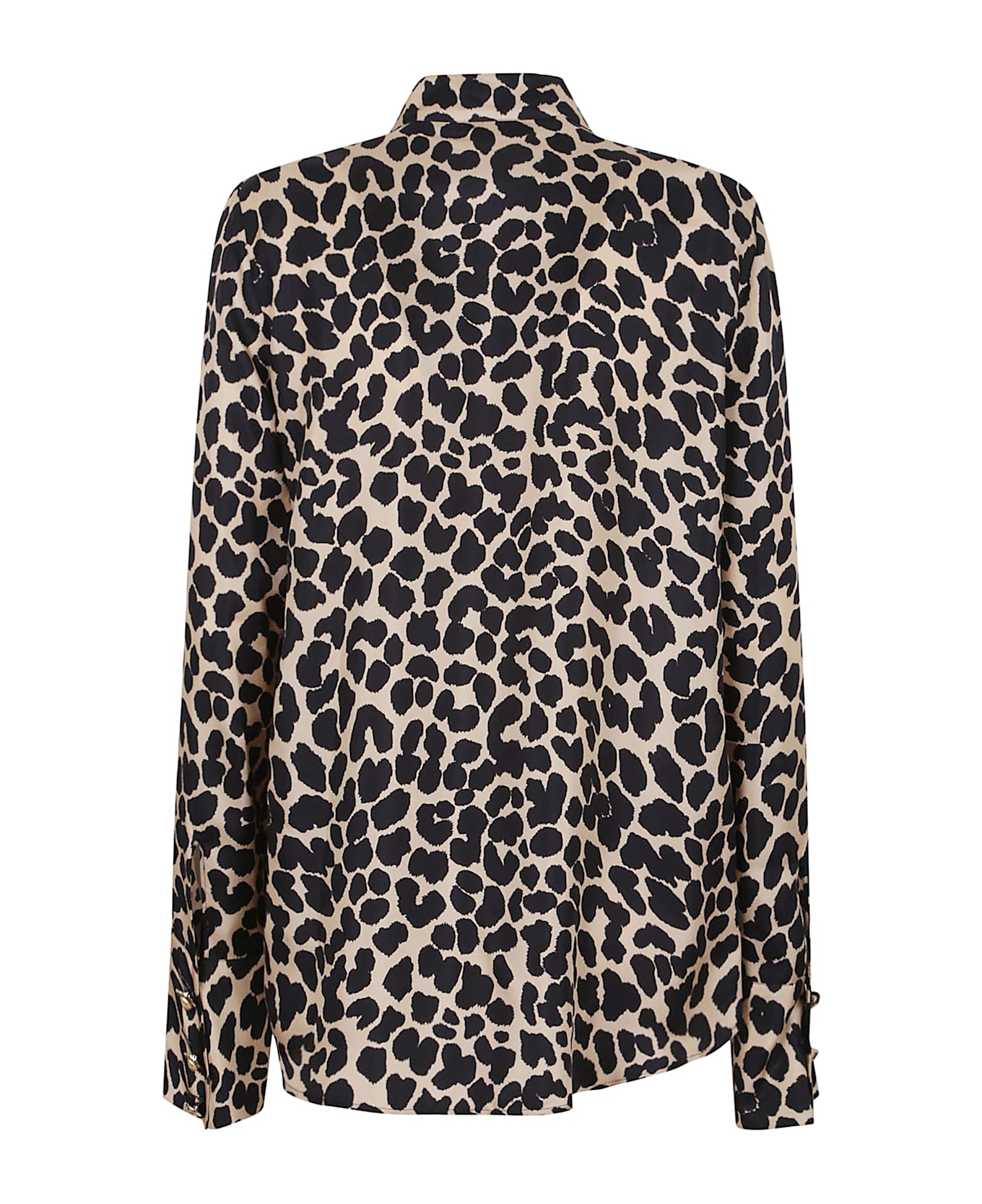 Balmain Jabot Collar Leopard Print Shirt - Gba Beige Noir